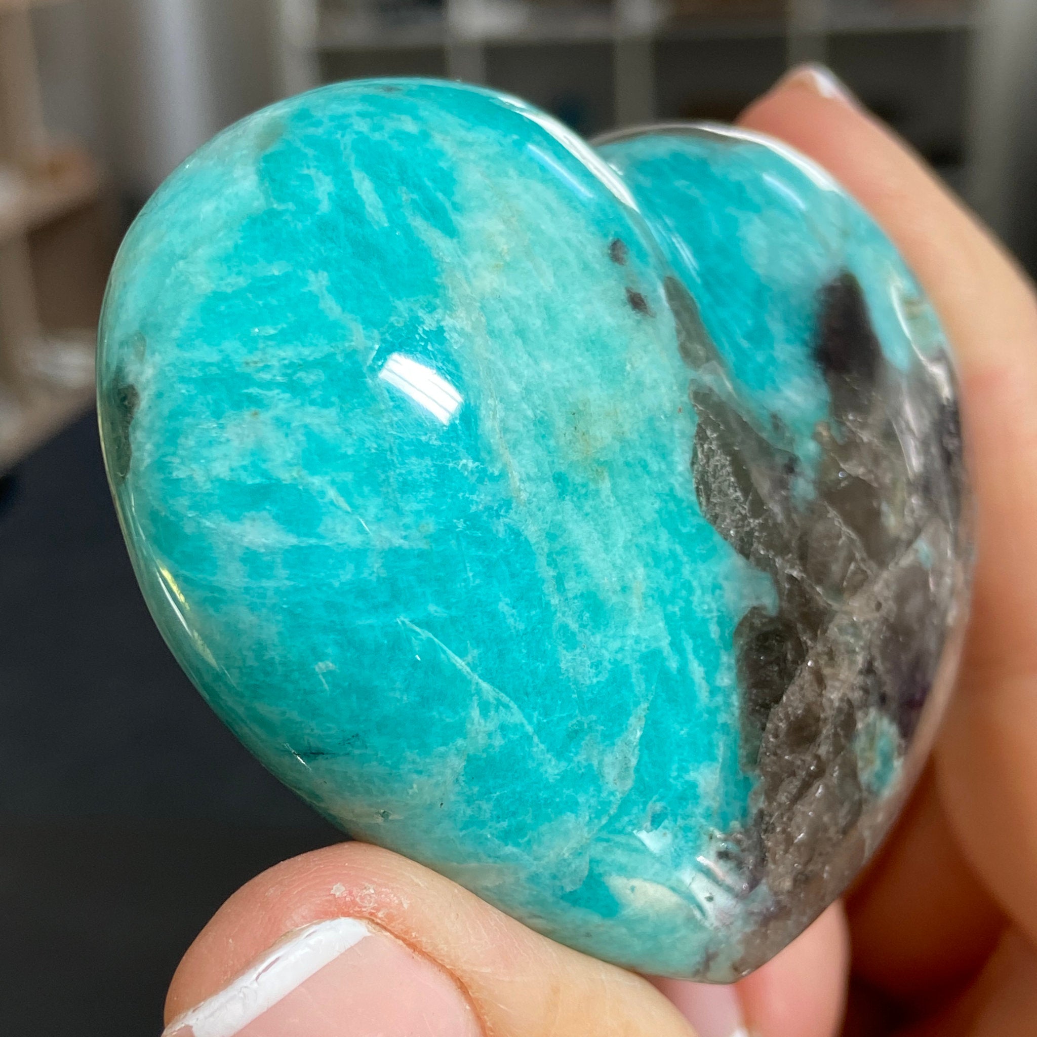 Amazonite & Smoky Quartz Heart – Madagascar