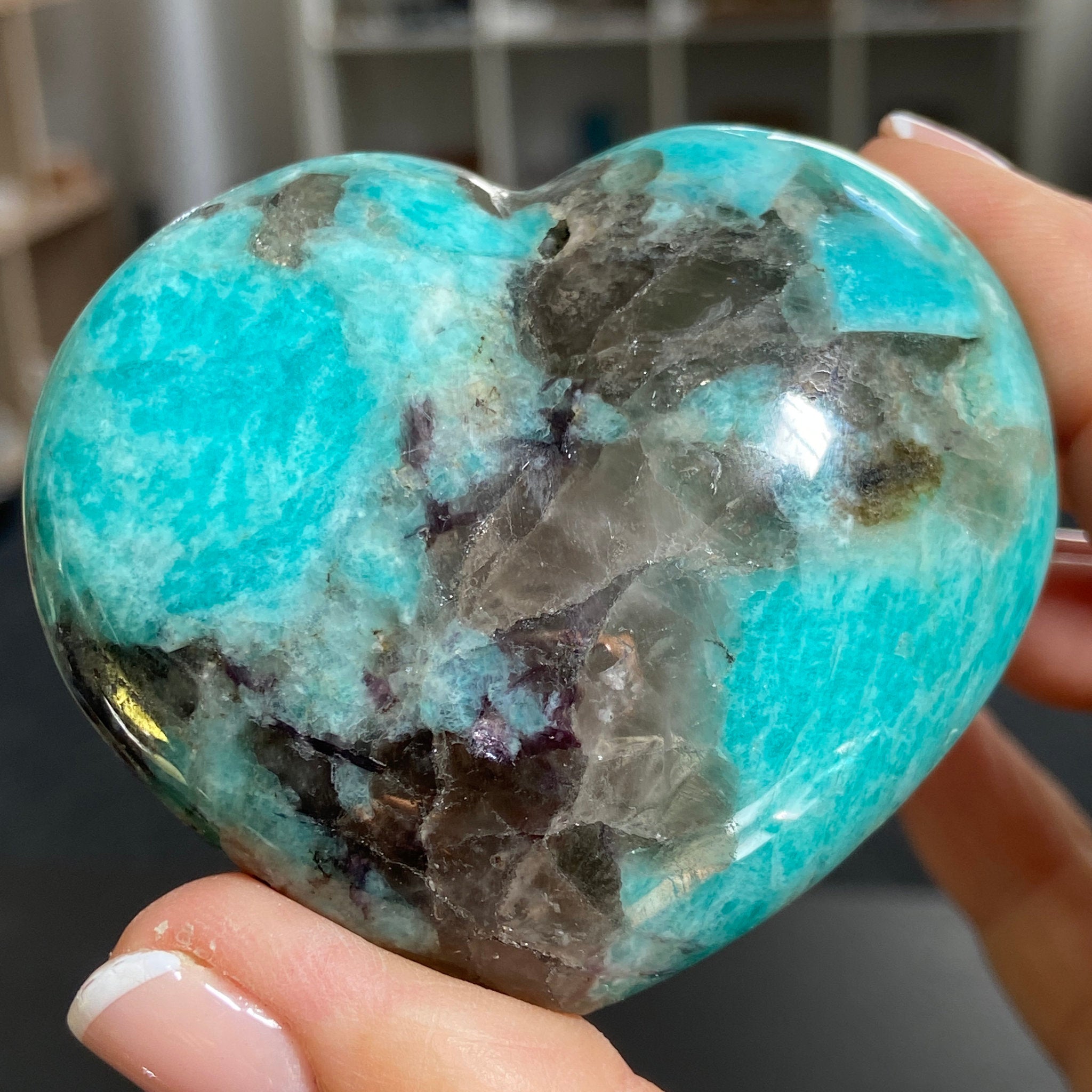 Amazonite & Smoky Quartz Heart – Madagascar
