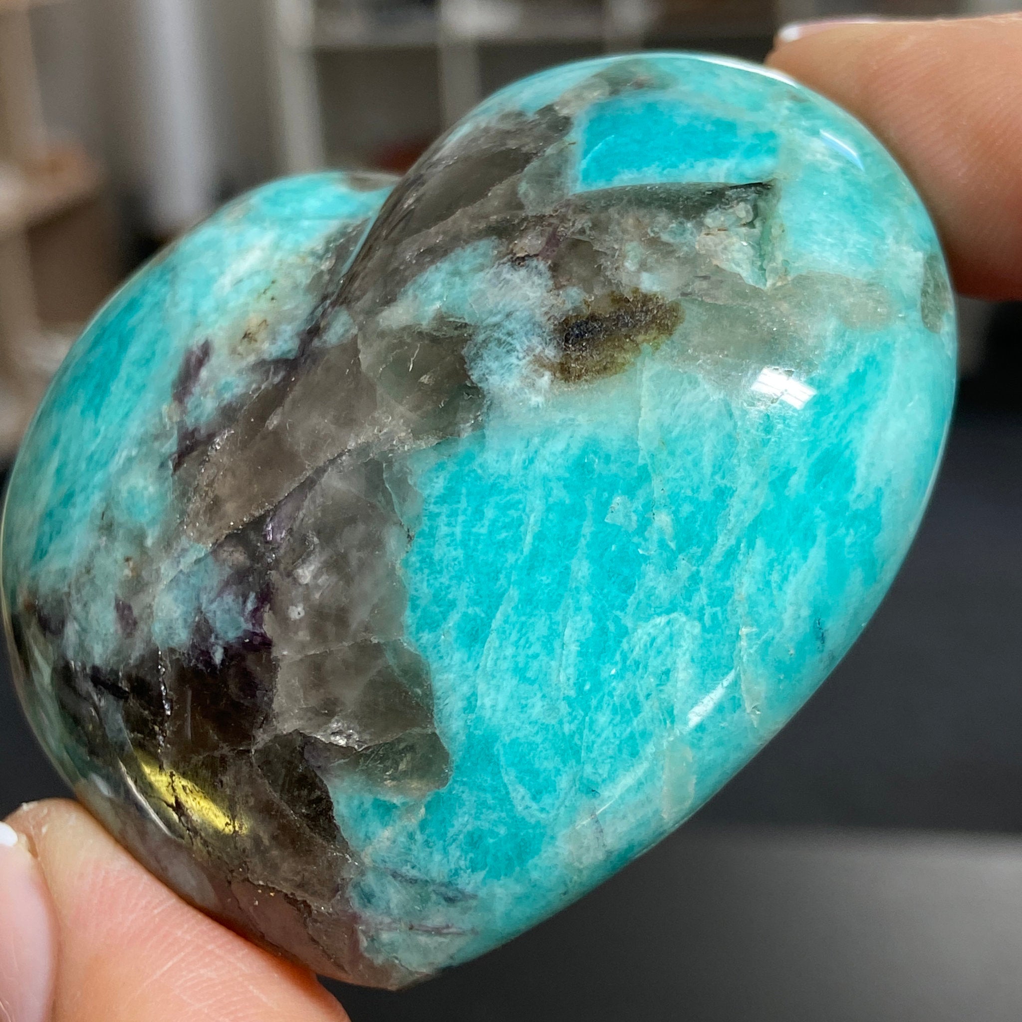 Amazonite & Smoky Quartz Heart – Madagascar