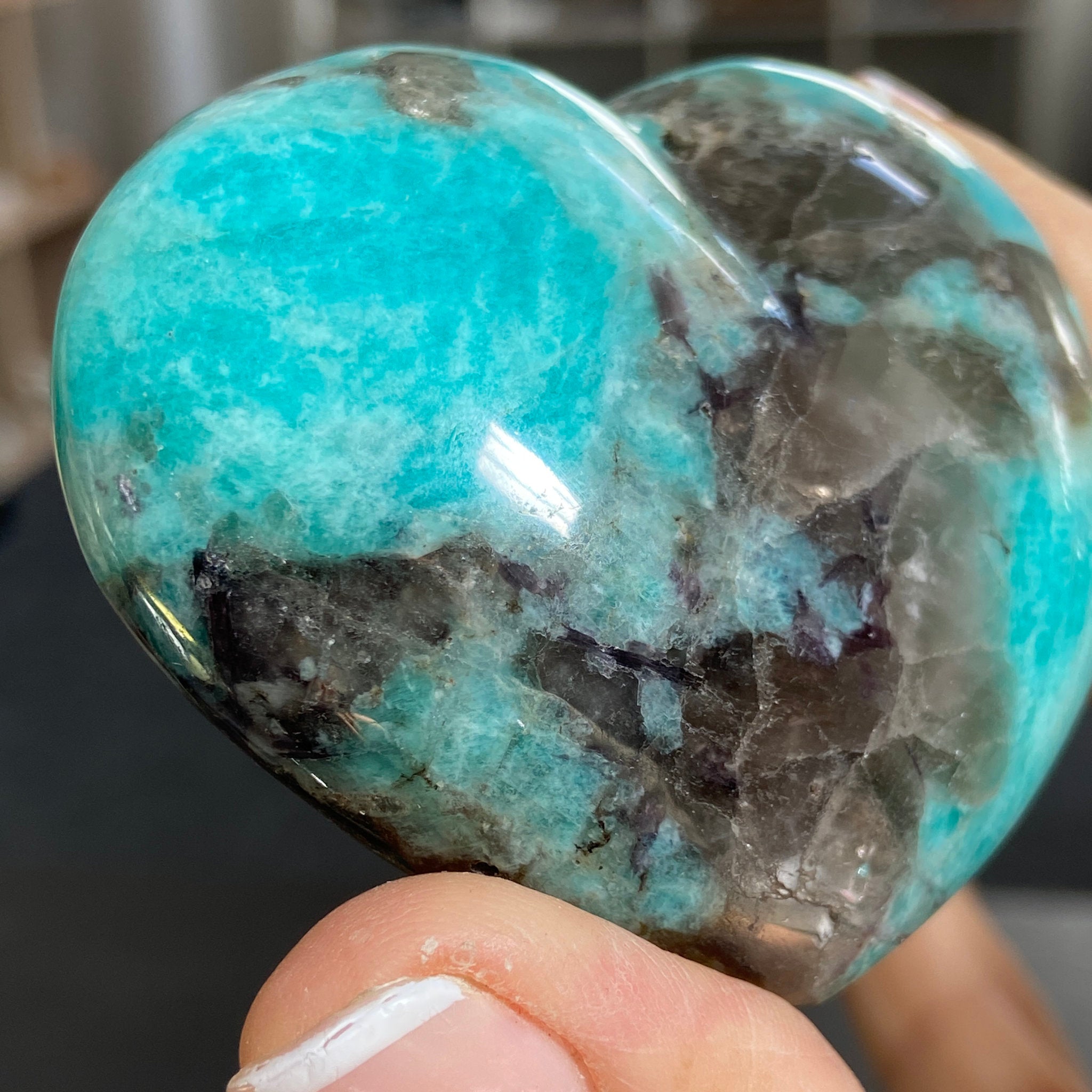 Amazonite & Smoky Quartz Heart – Madagascar