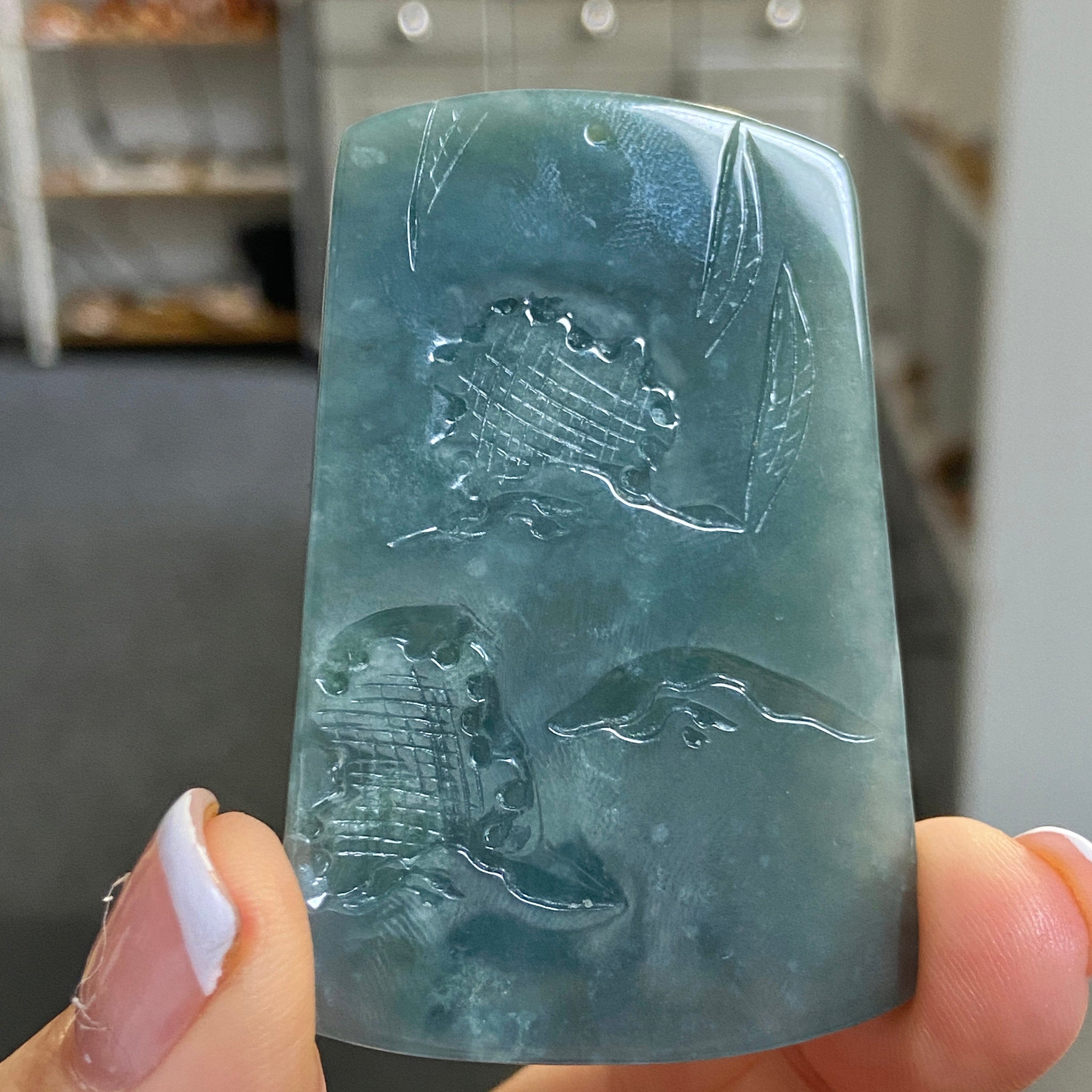 Blue Jadeite Landscape Plaque