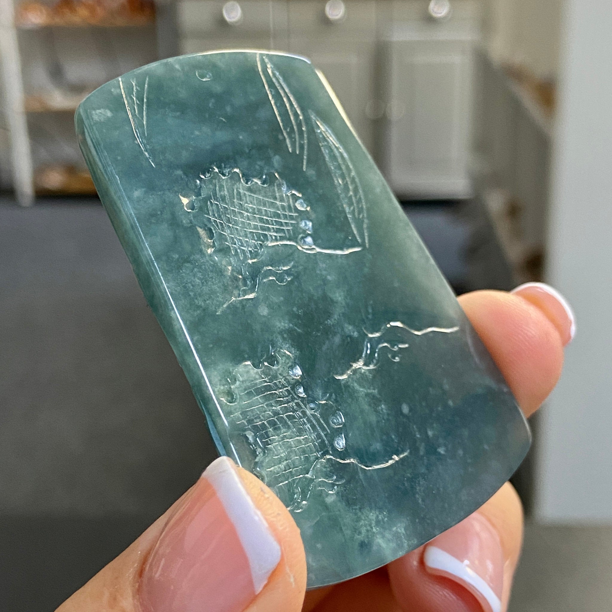 Blue Jadeite Landscape Plaque