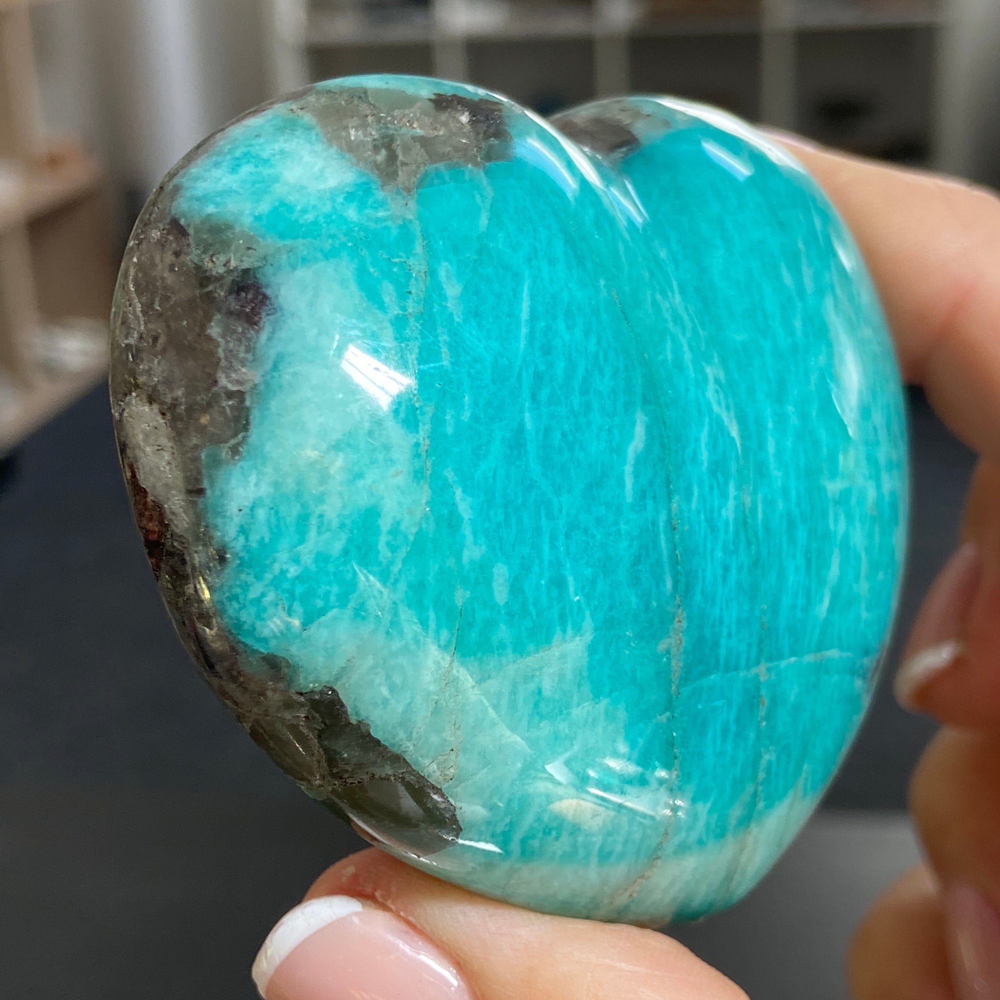 Amazonite & Smoky Quartz Heart – Madagascar