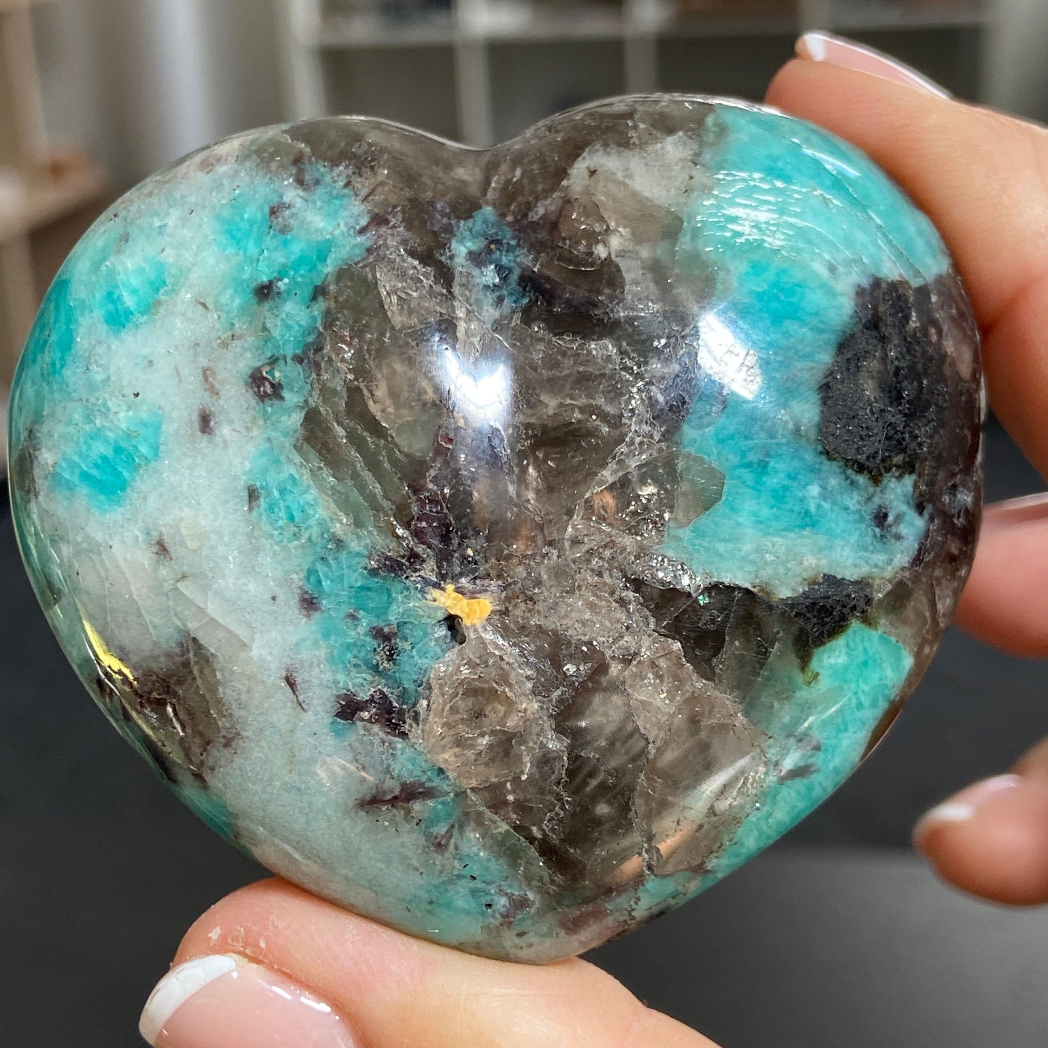 Amazonite & Smoky Quartz Heart – Madagascar