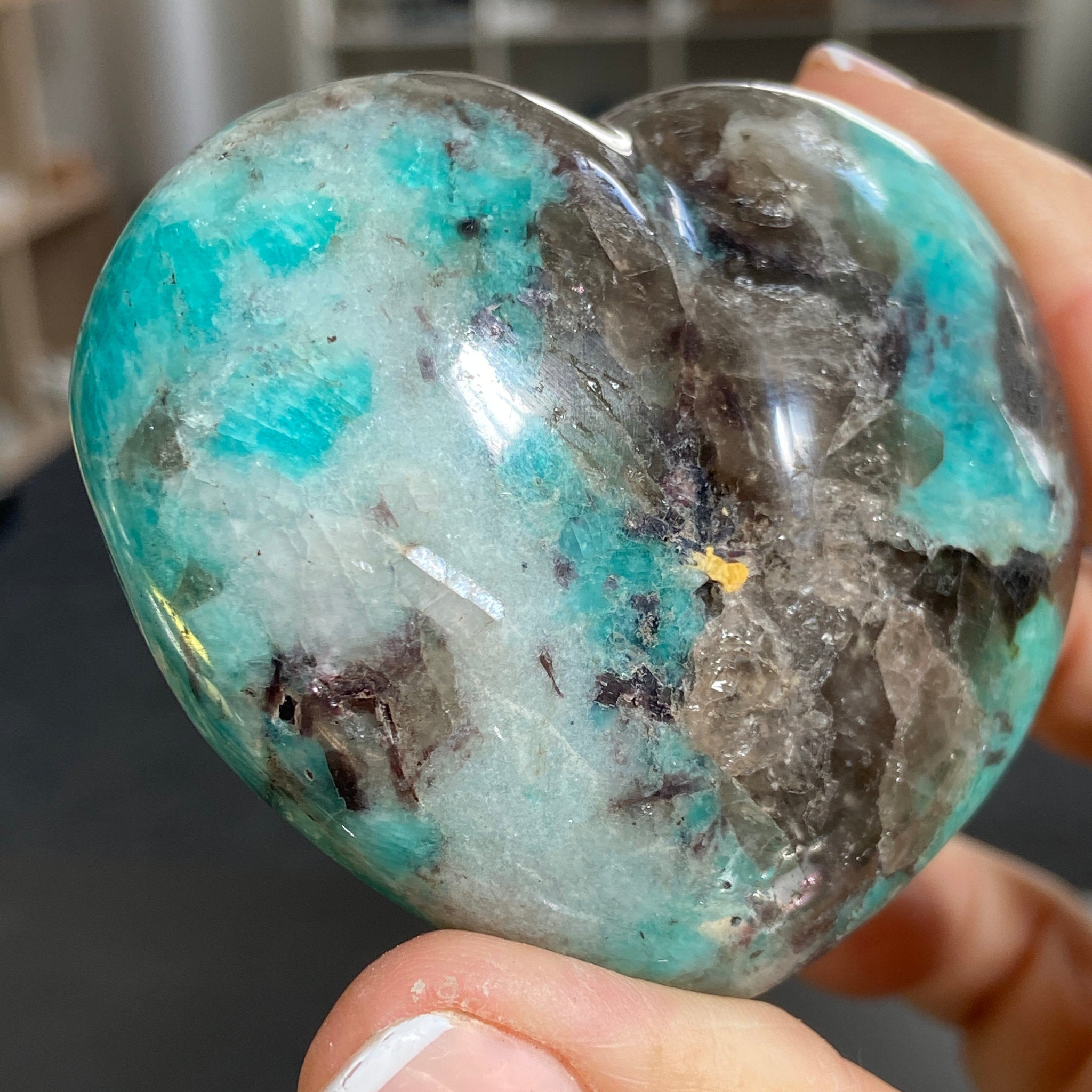 Amazonite & Smoky Quartz Heart – Madagascar