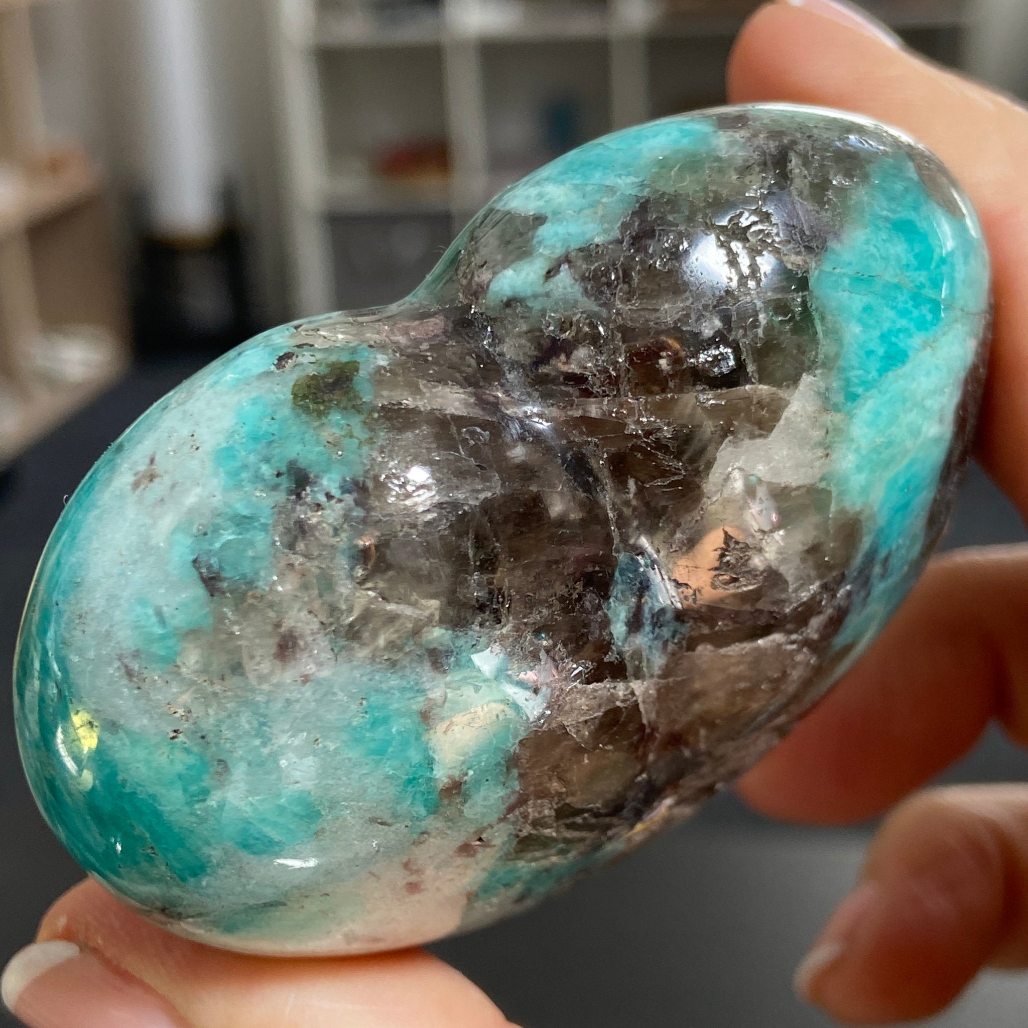 Amazonite & Smoky Quartz Heart – Madagascar
