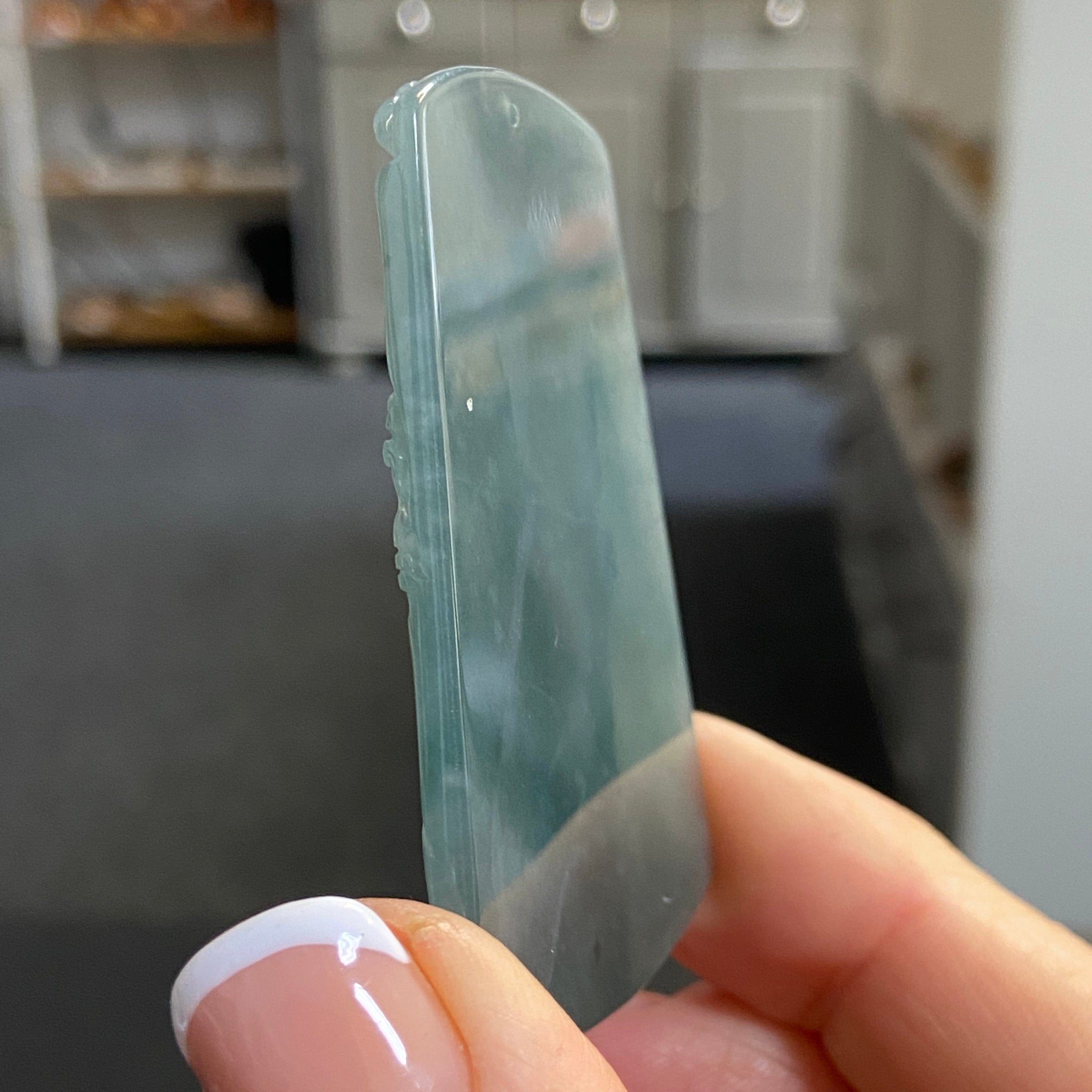 Blue Jadeite Landscape Plaque