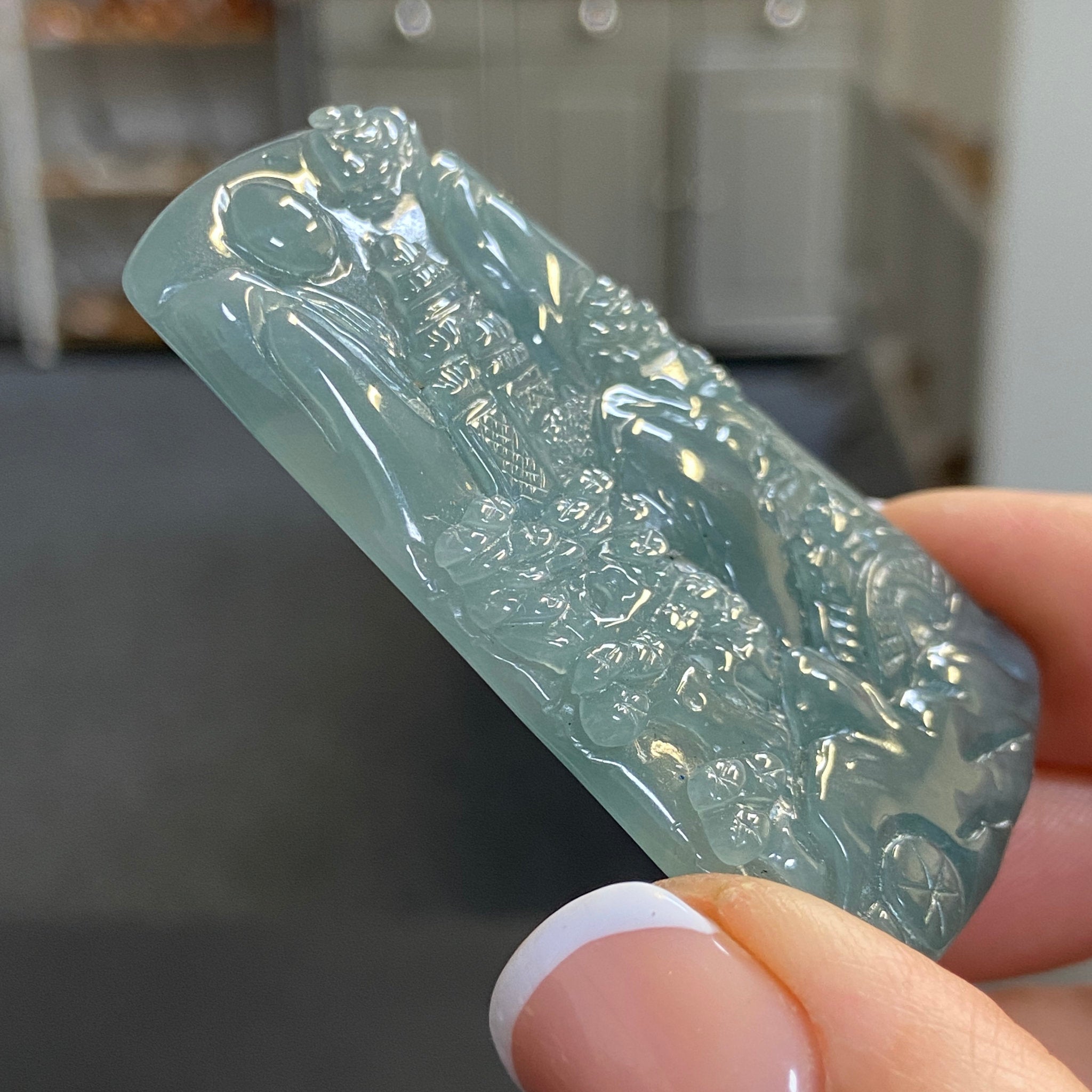 Blue Jadeite Landscape Plaque