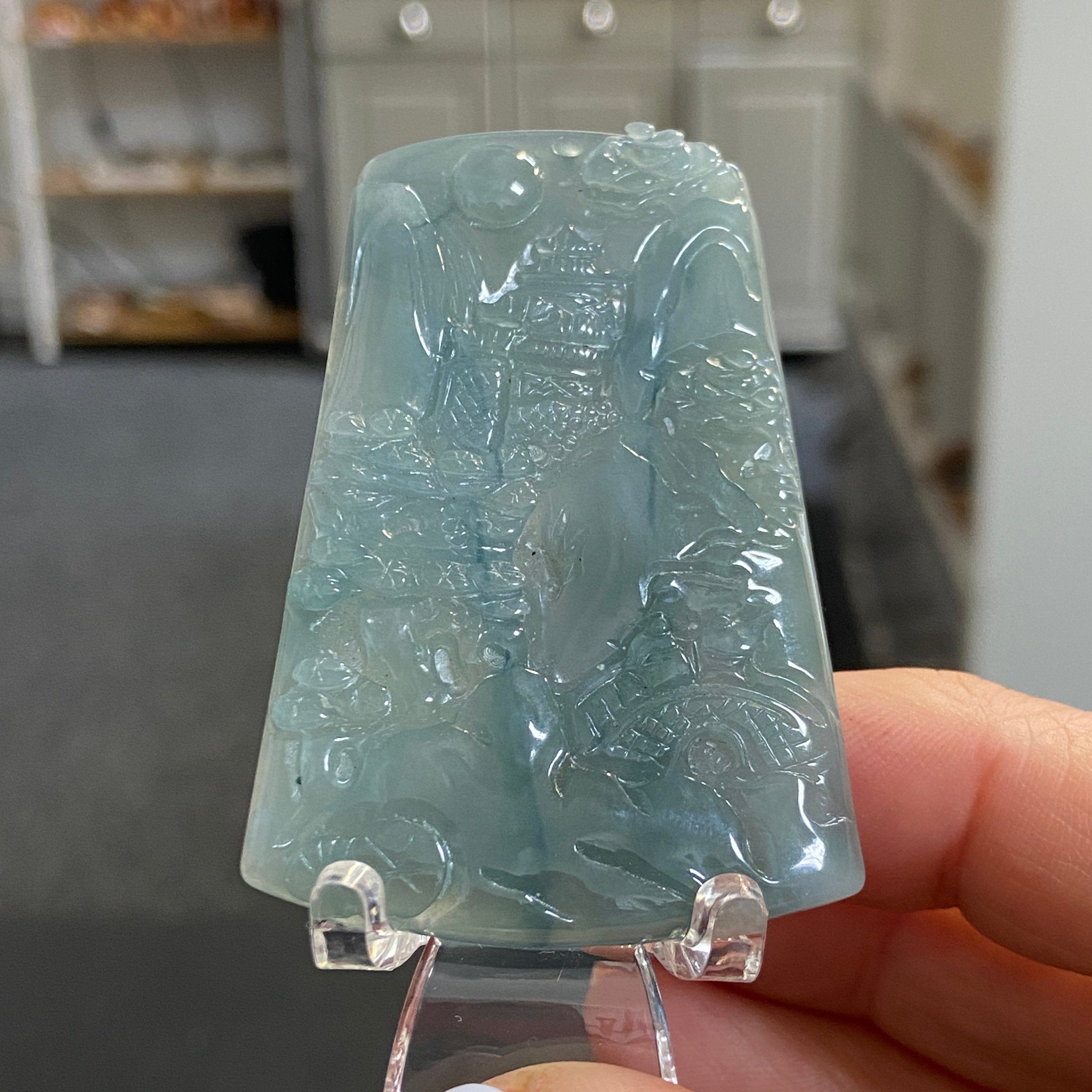 Blue Jadeite Landscape Plaque