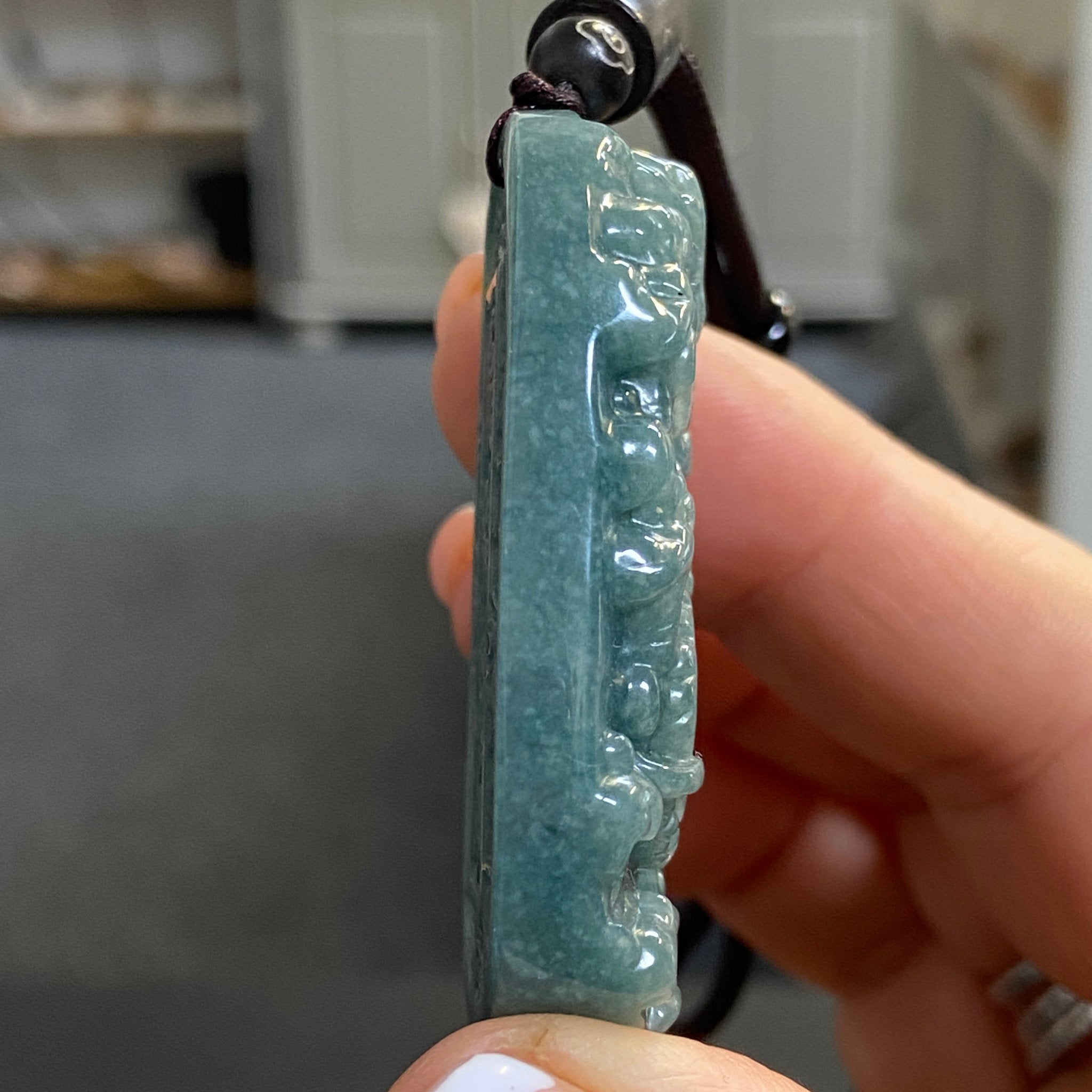 Blue Jadeite Dragon Pendant