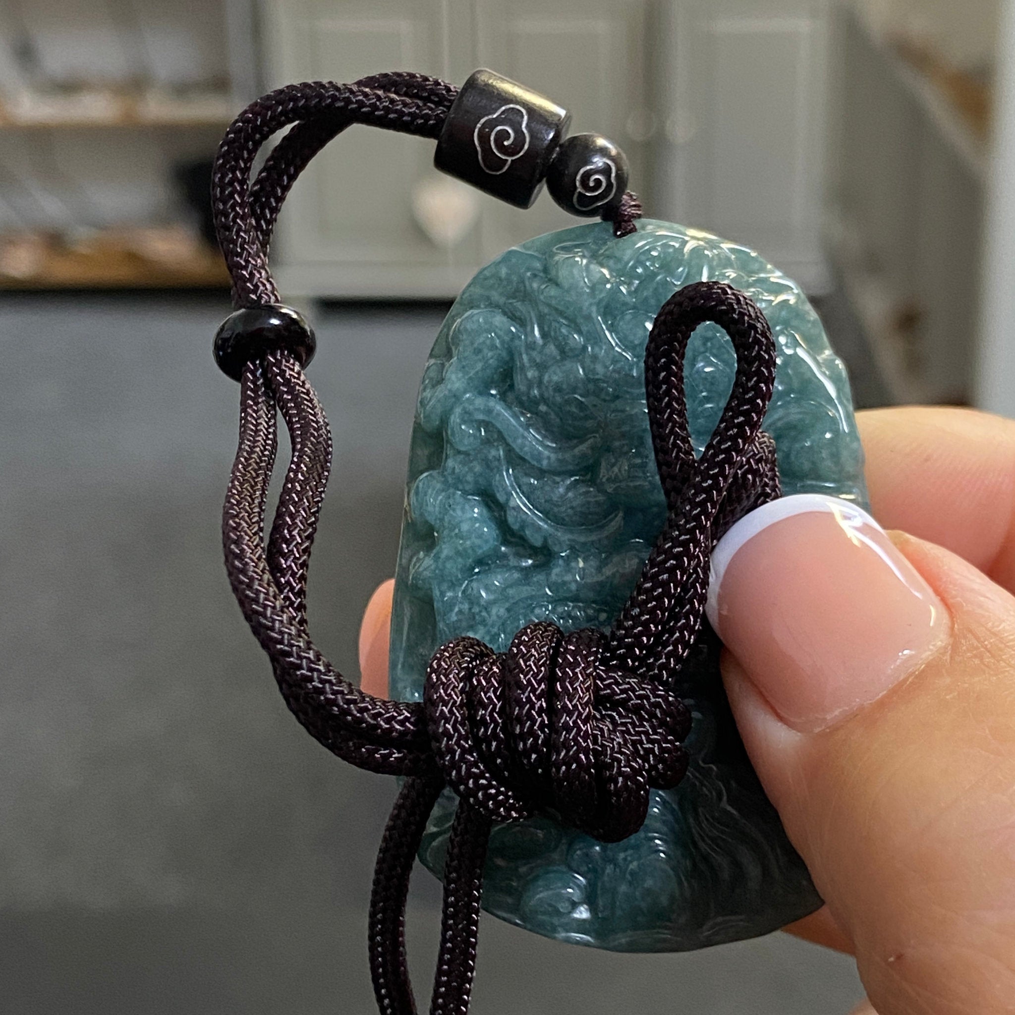 Blue Jadeite Dragon Pendant