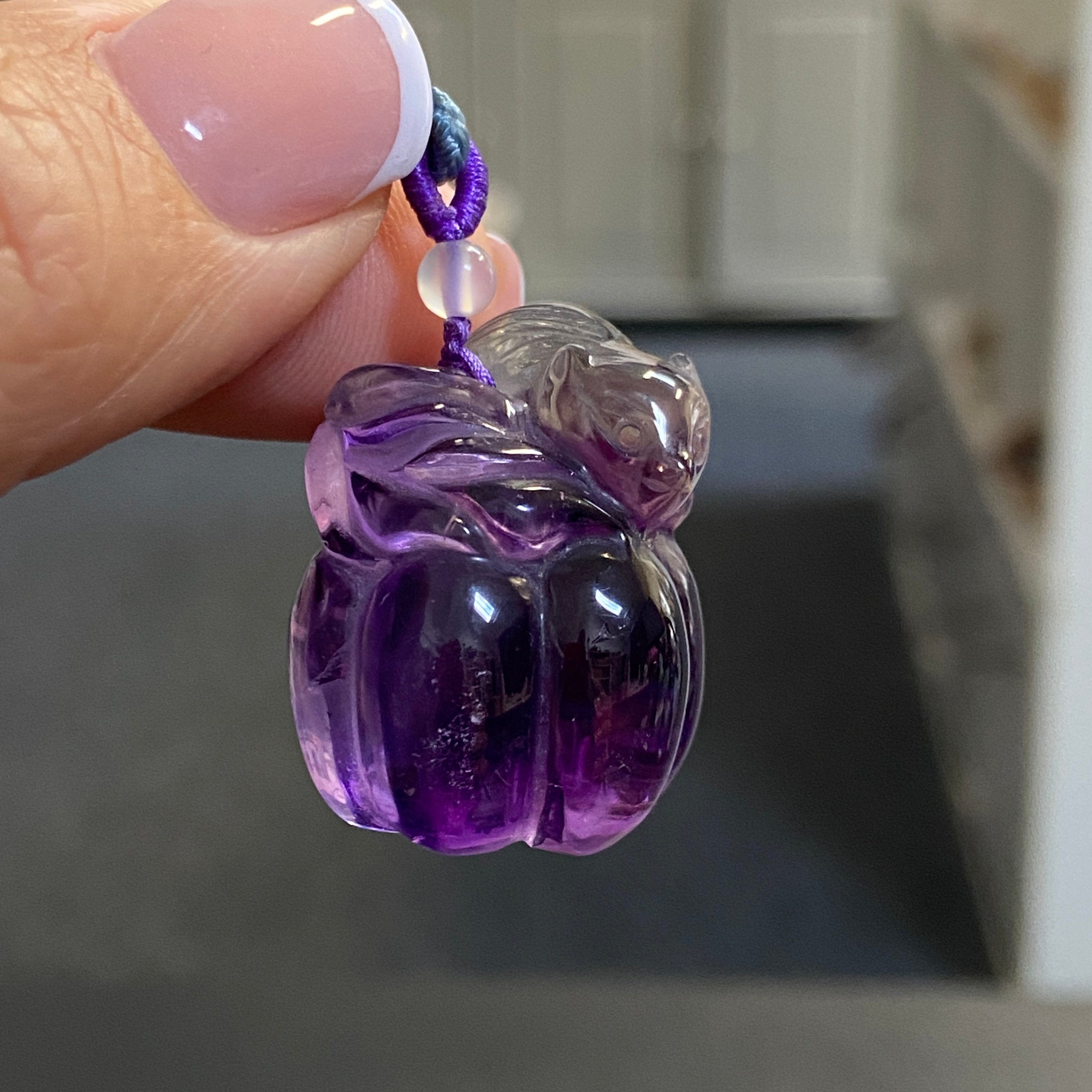 Grape Jelly Amethyst Fox Pendant