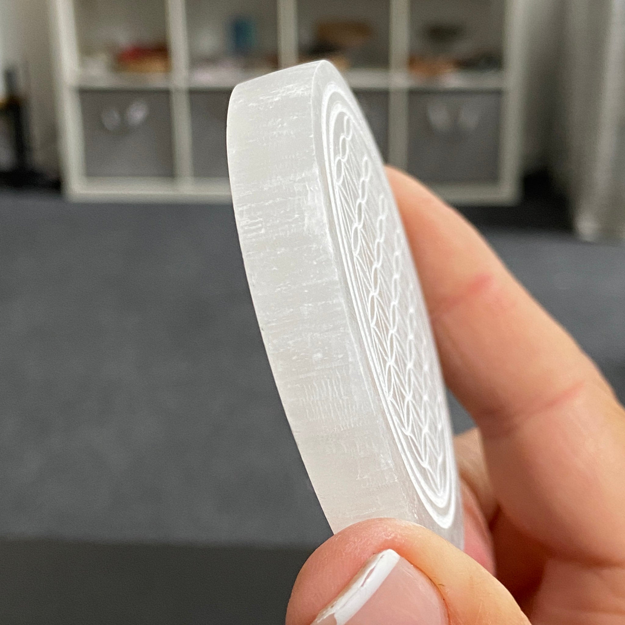 Selenite Charging Disc – Flower of Life – Morocco