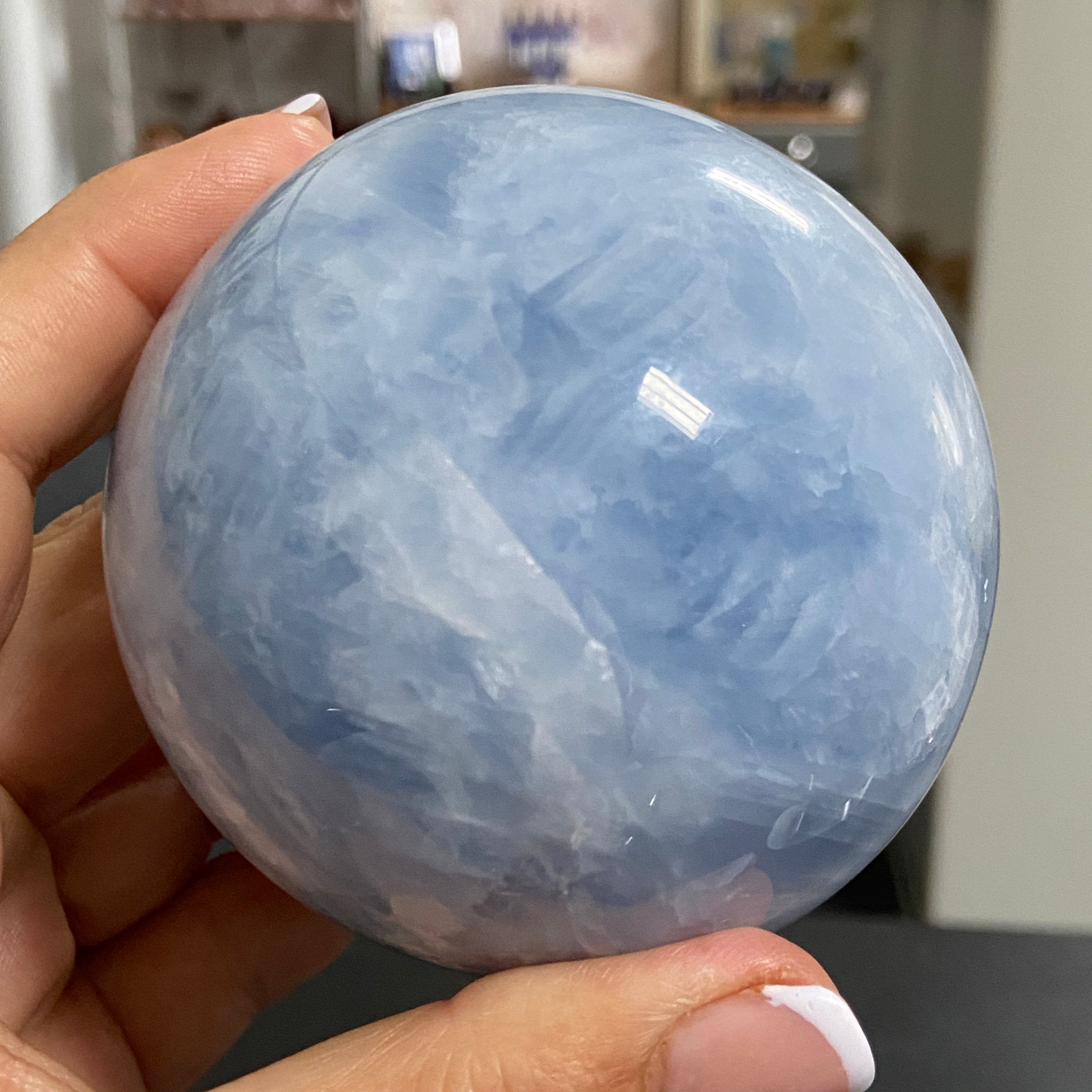 Blue Calcite Sphere – 80mm Madagascar