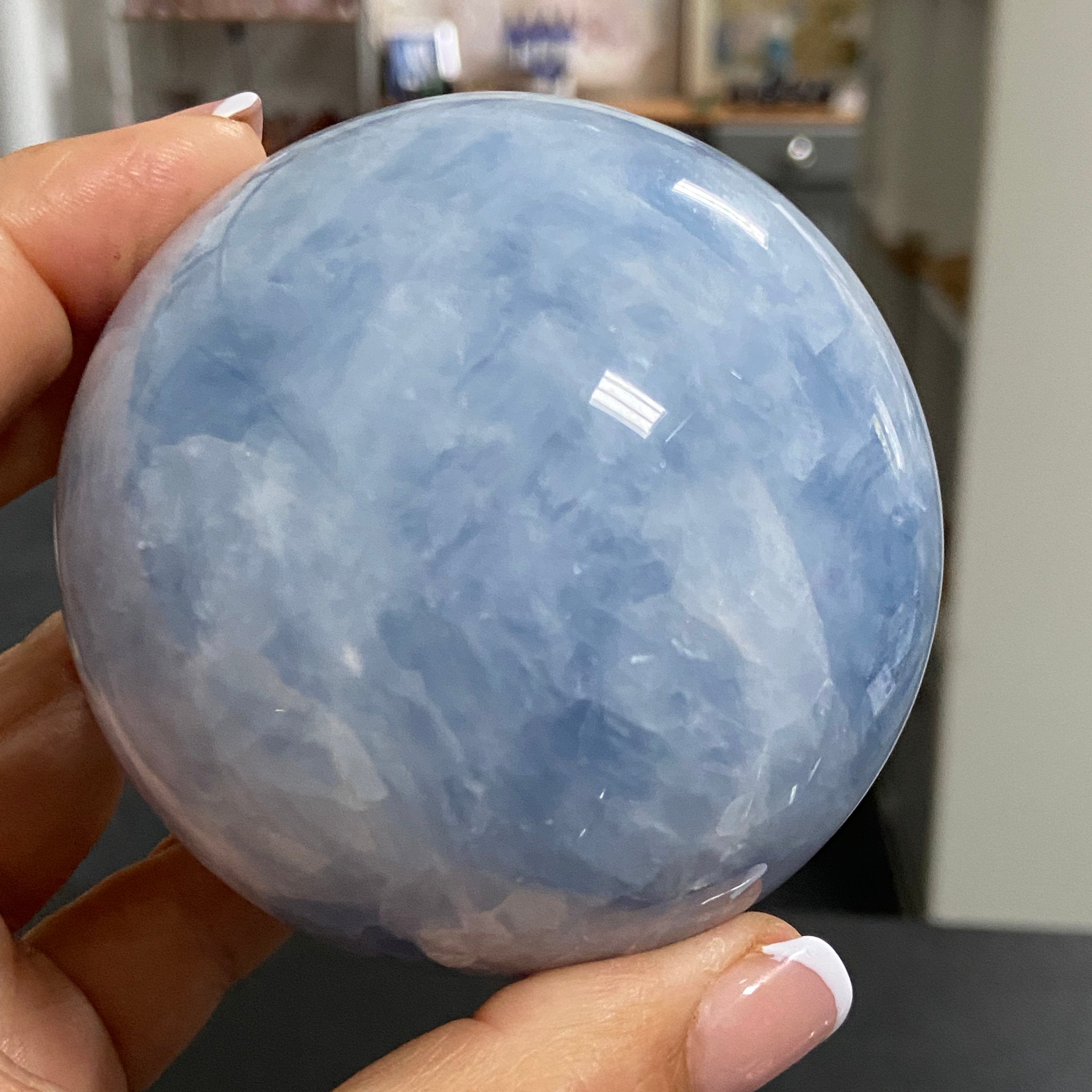 Blue Calcite Sphere – 80mm Madagascar