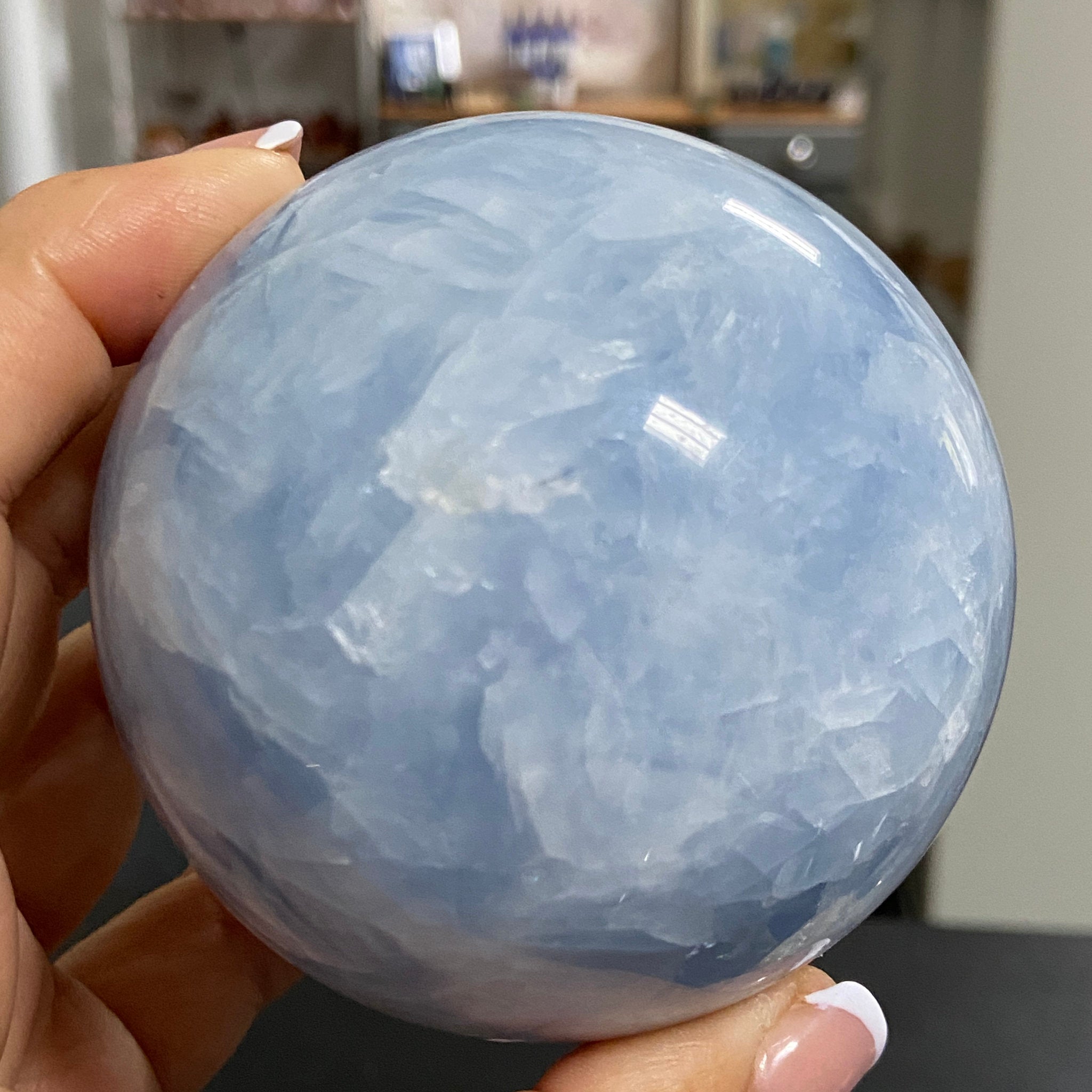 Blue Calcite Sphere – 80mm Madagascar
