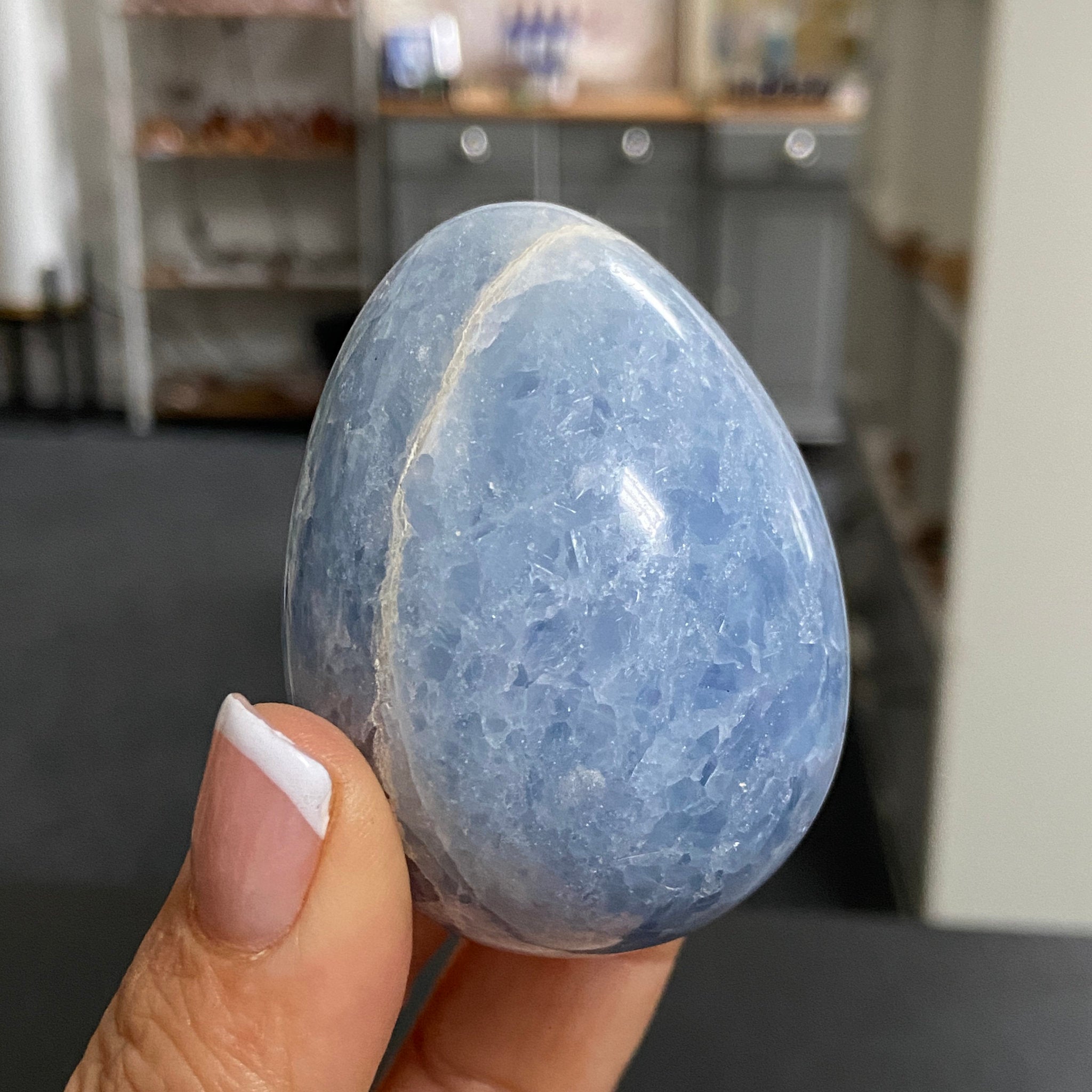 Blue Calcite Egg – 6cm Madagascar