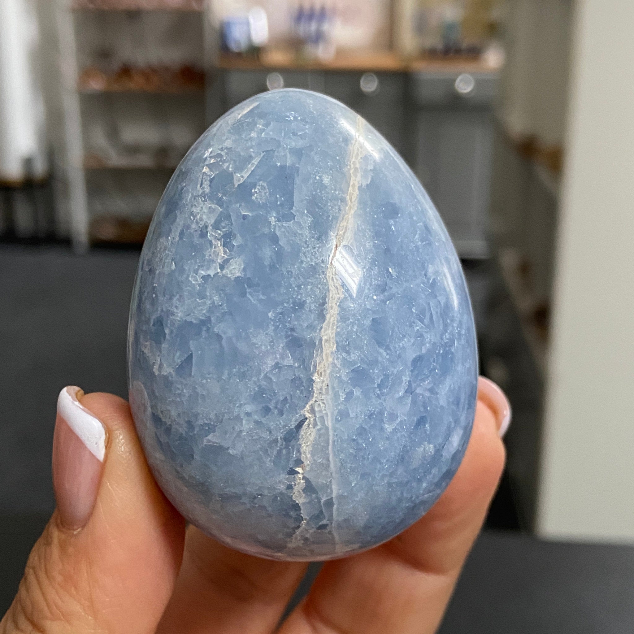 Blue Calcite Egg – 6cm Madagascar