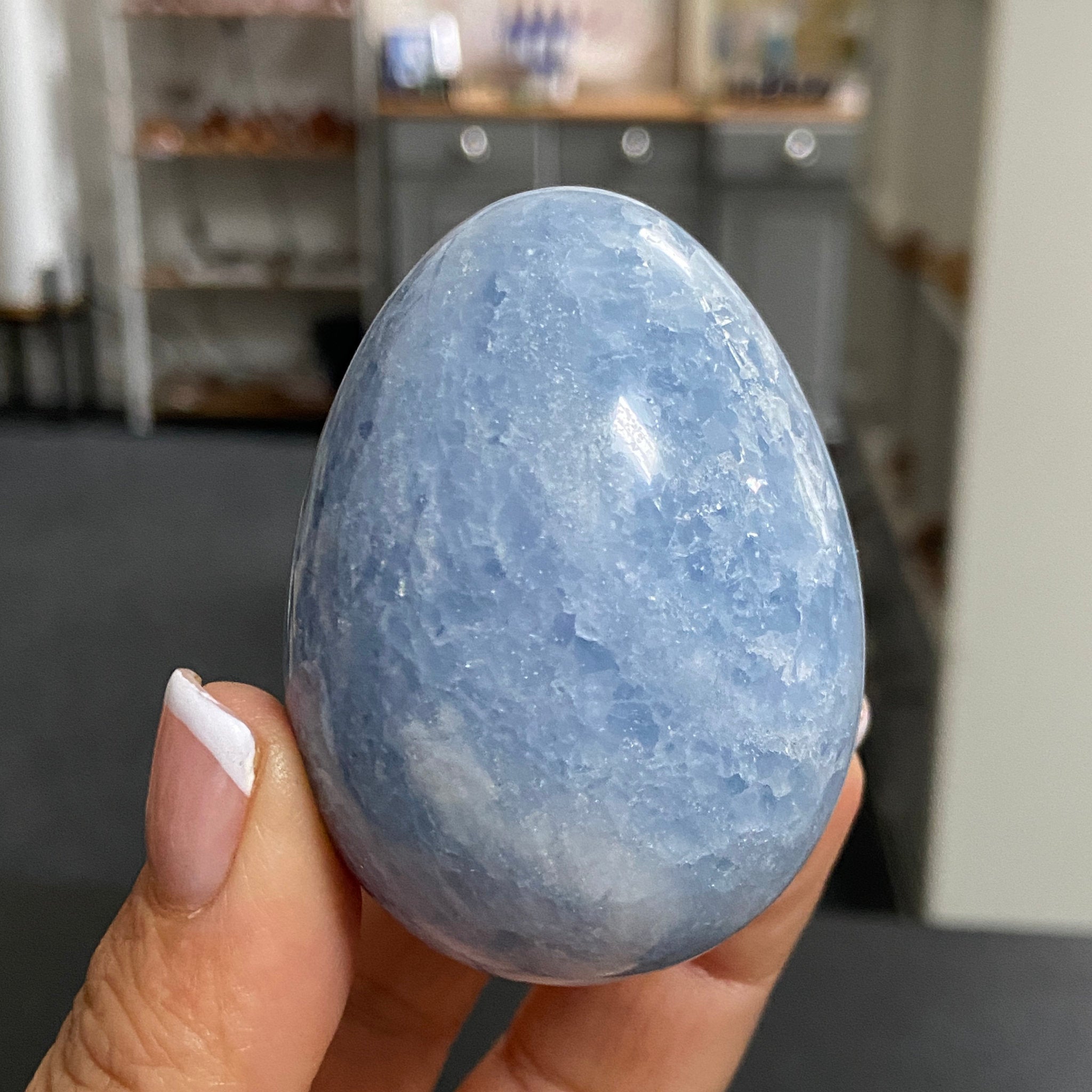 Blue Calcite Egg – 6cm Madagascar