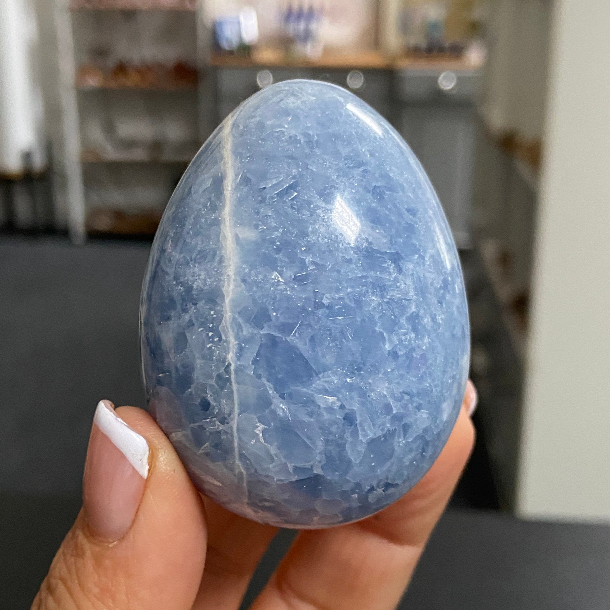 Blue Calcite Egg – 6cm Madagascar