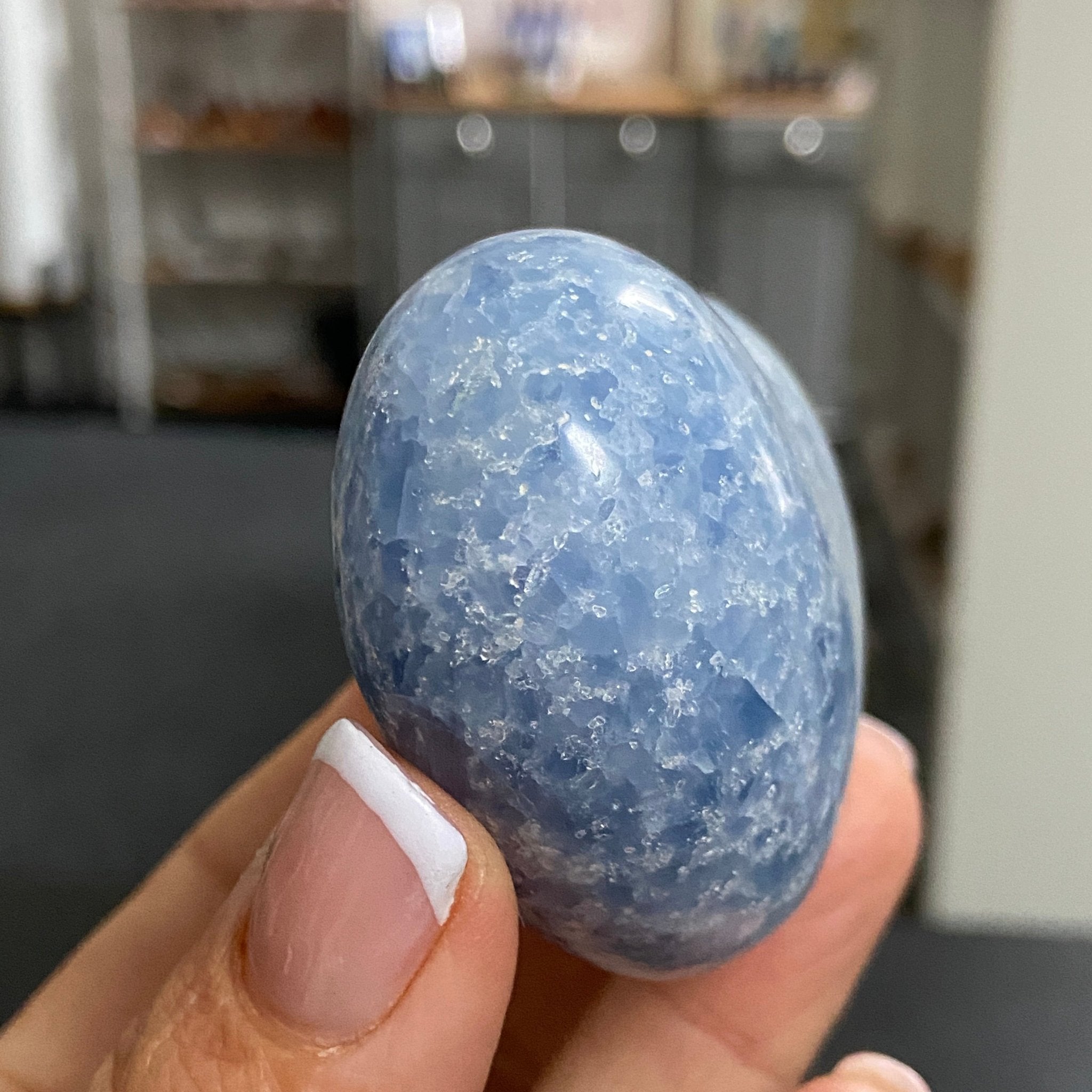Blue Calcite Heart – Hand Carved - Madagascar