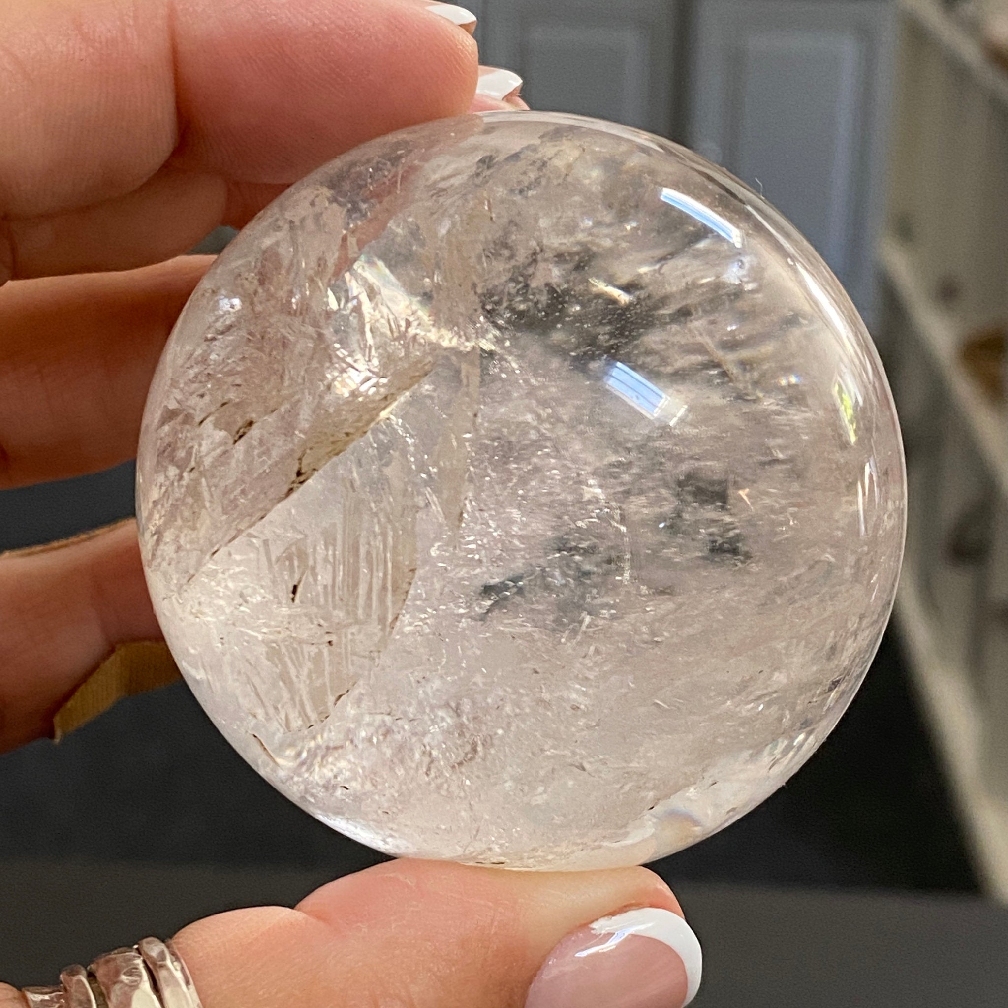 🔮 River-Rolled Clear Quartz Sphere – Madagascar