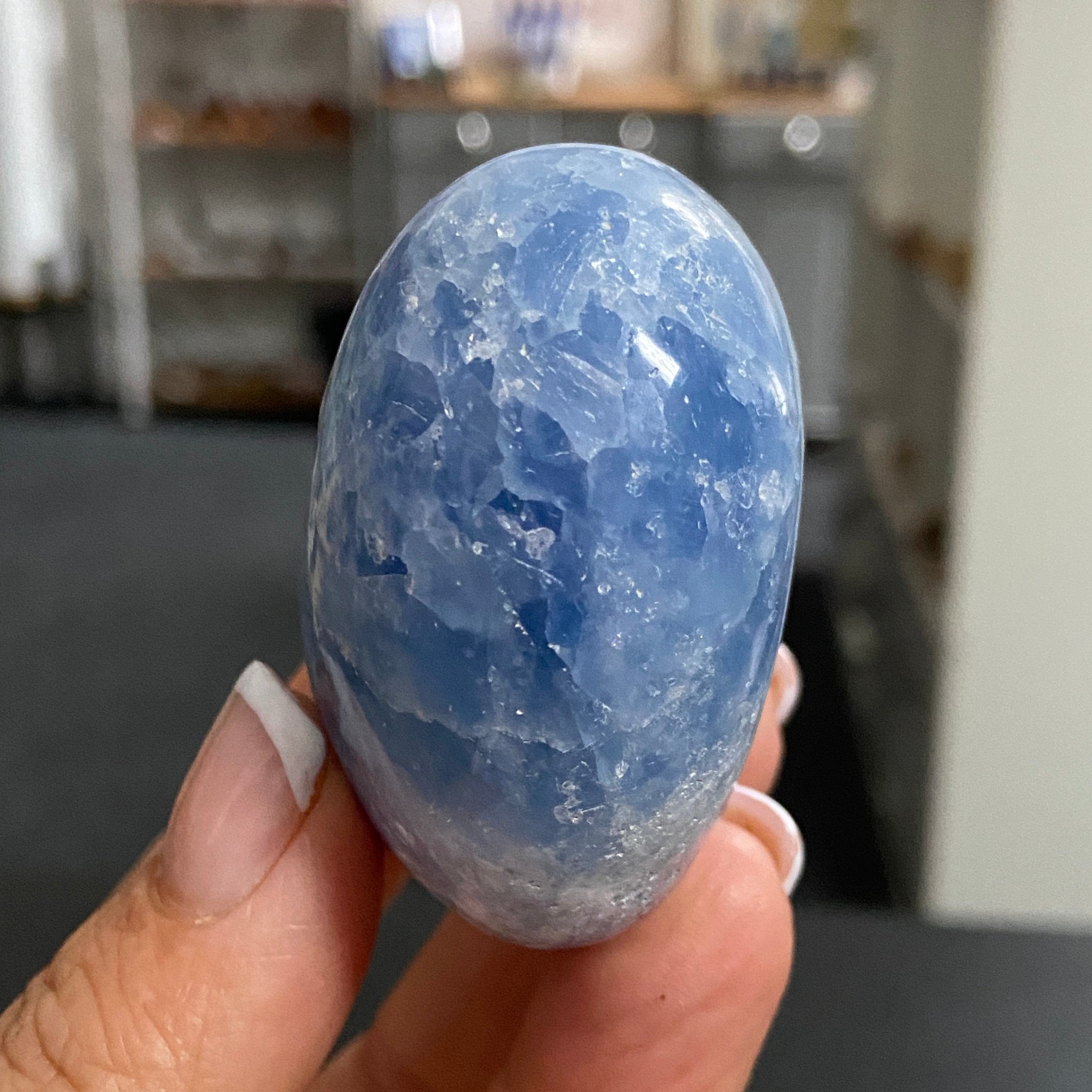 Blue Calcite Heart – Hand Carved - Madagascar
