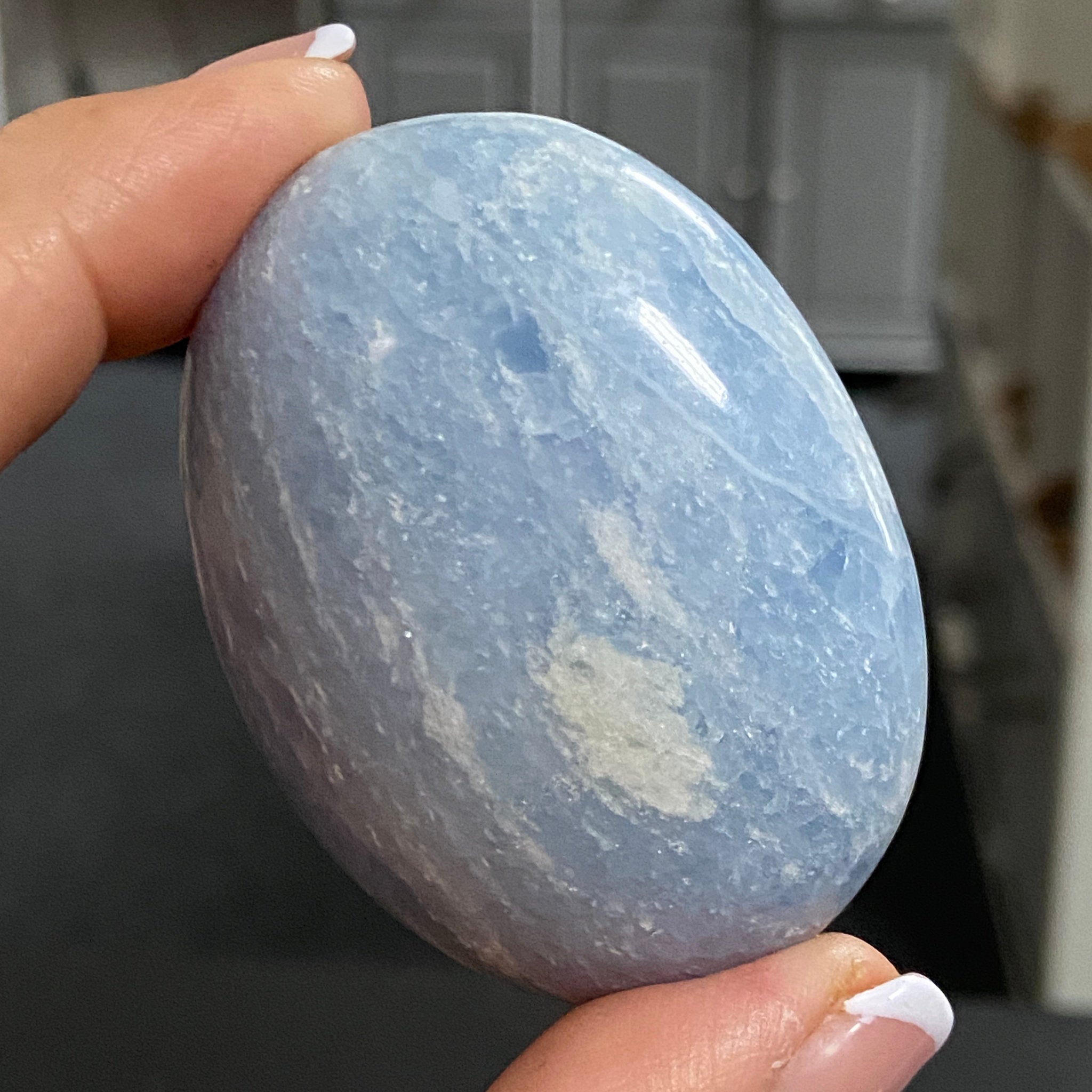 Blue Calcite Palmstone - Madagascar