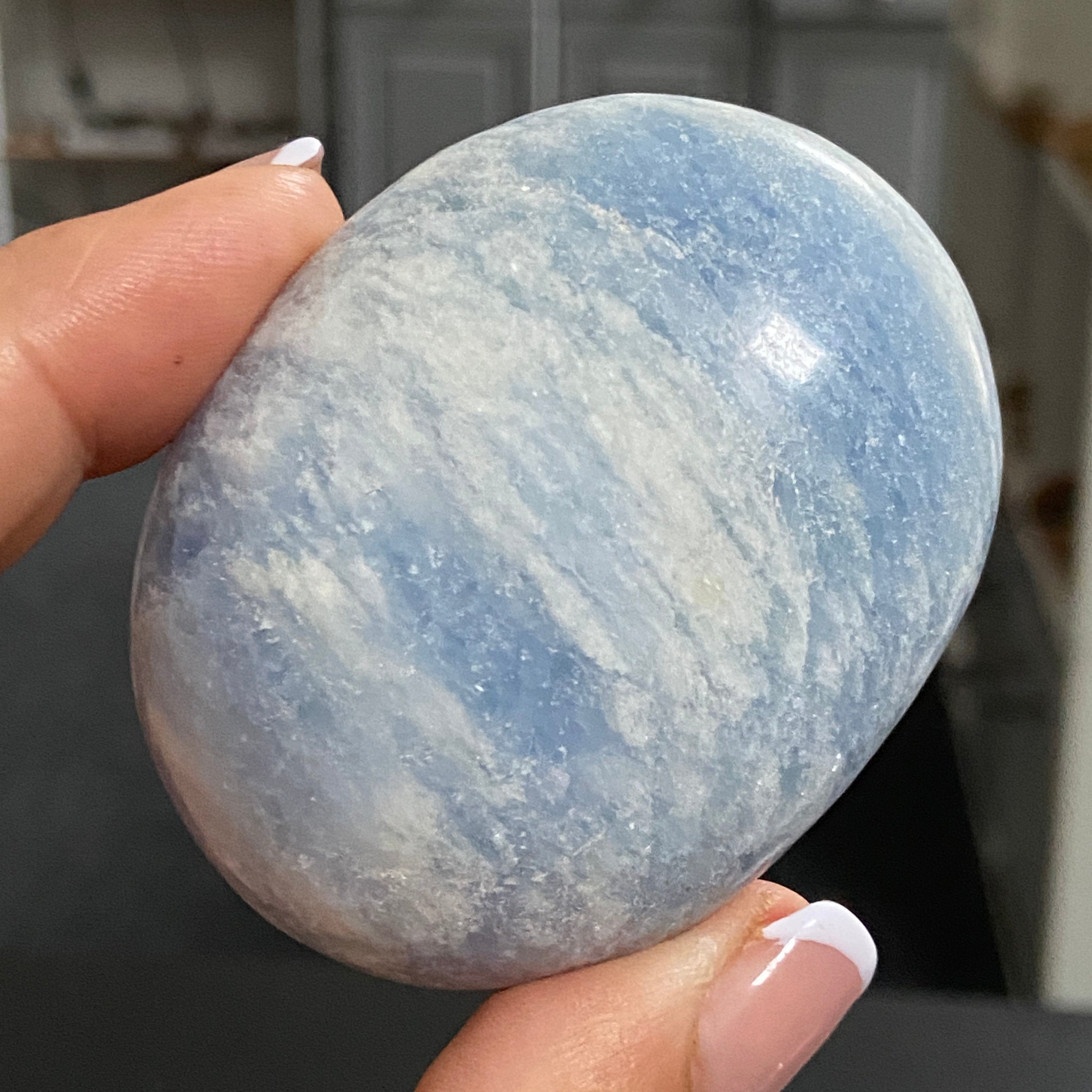 Blue Calcite Palmstone - Madagascar