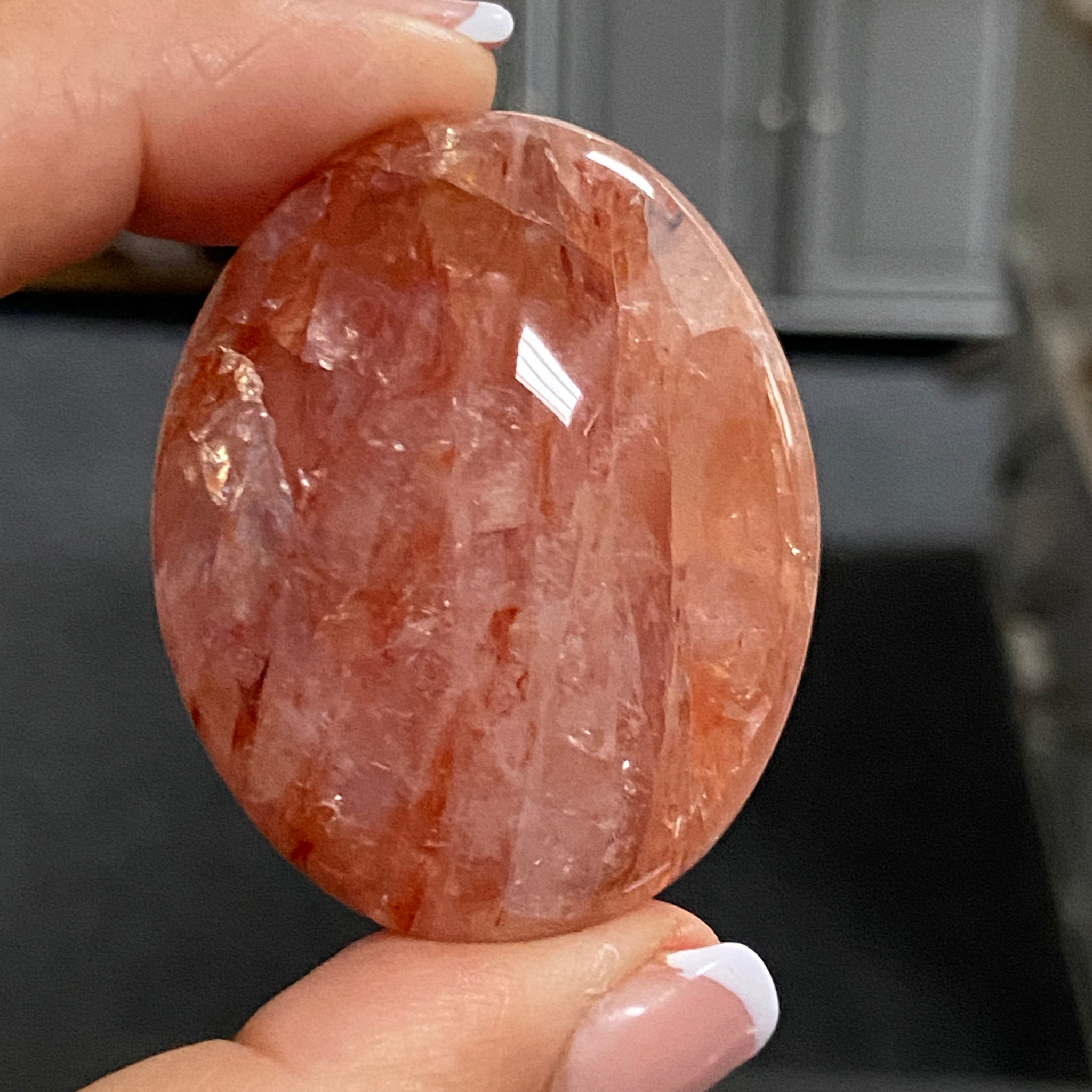 Golden & Crimson Healer Quartz Palmstone