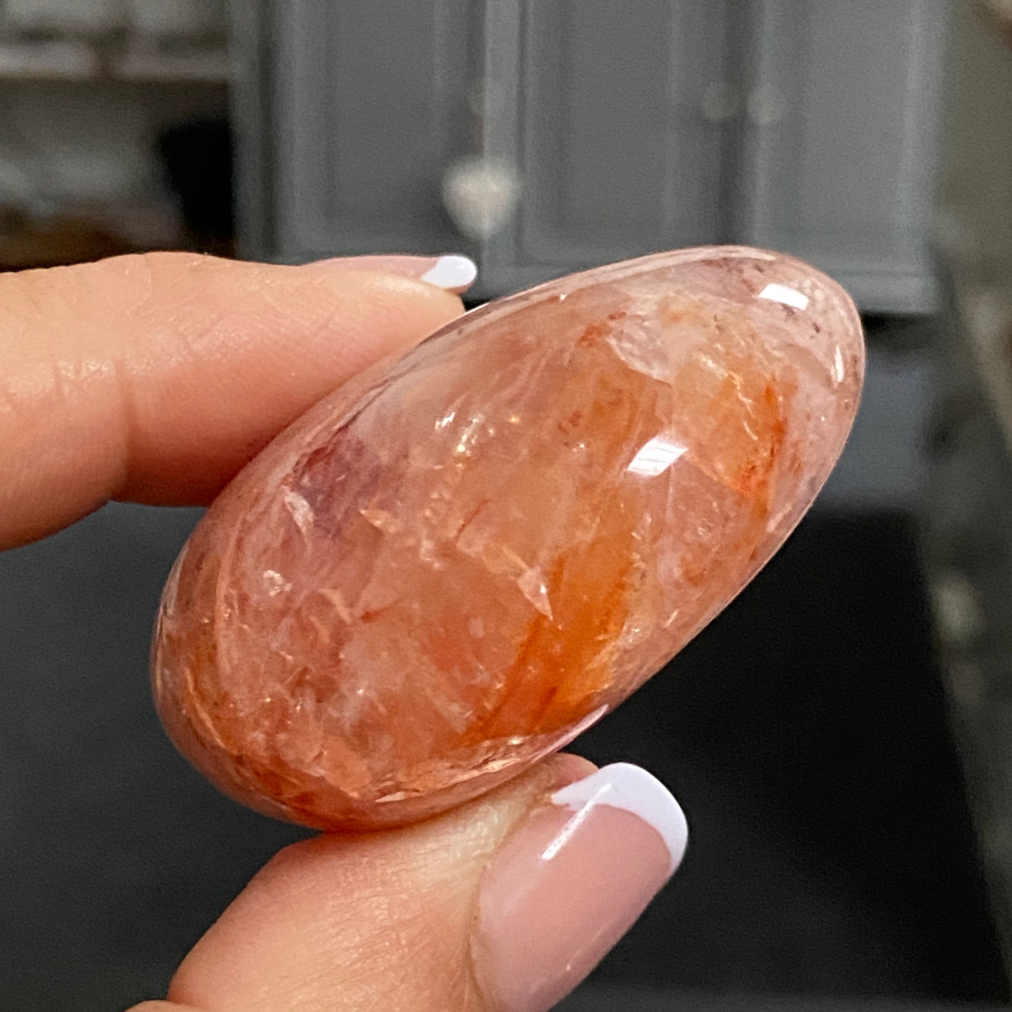 Golden & Crimson Healer Quartz Palmstone