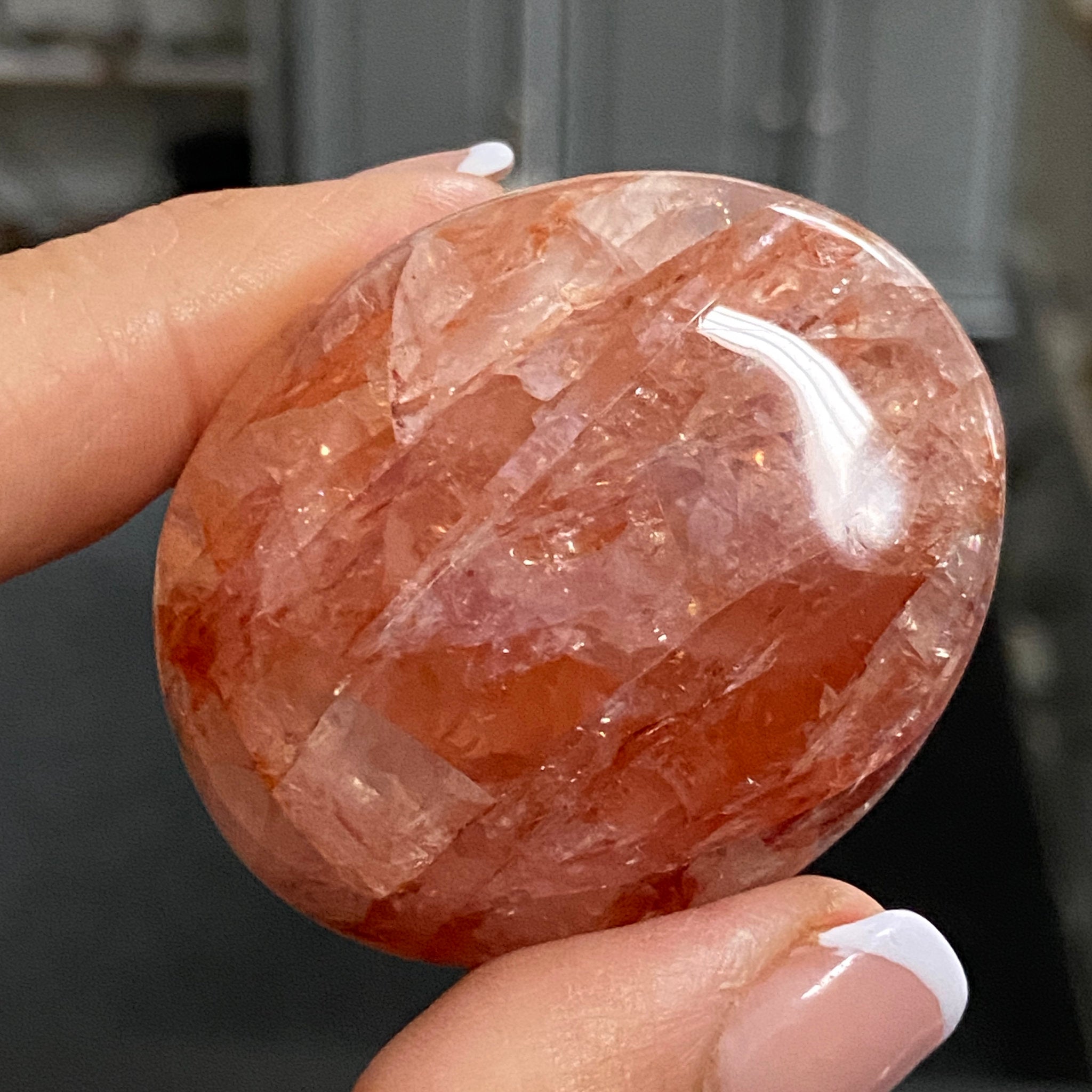 Golden & Crimson Healer Quartz Palmstone