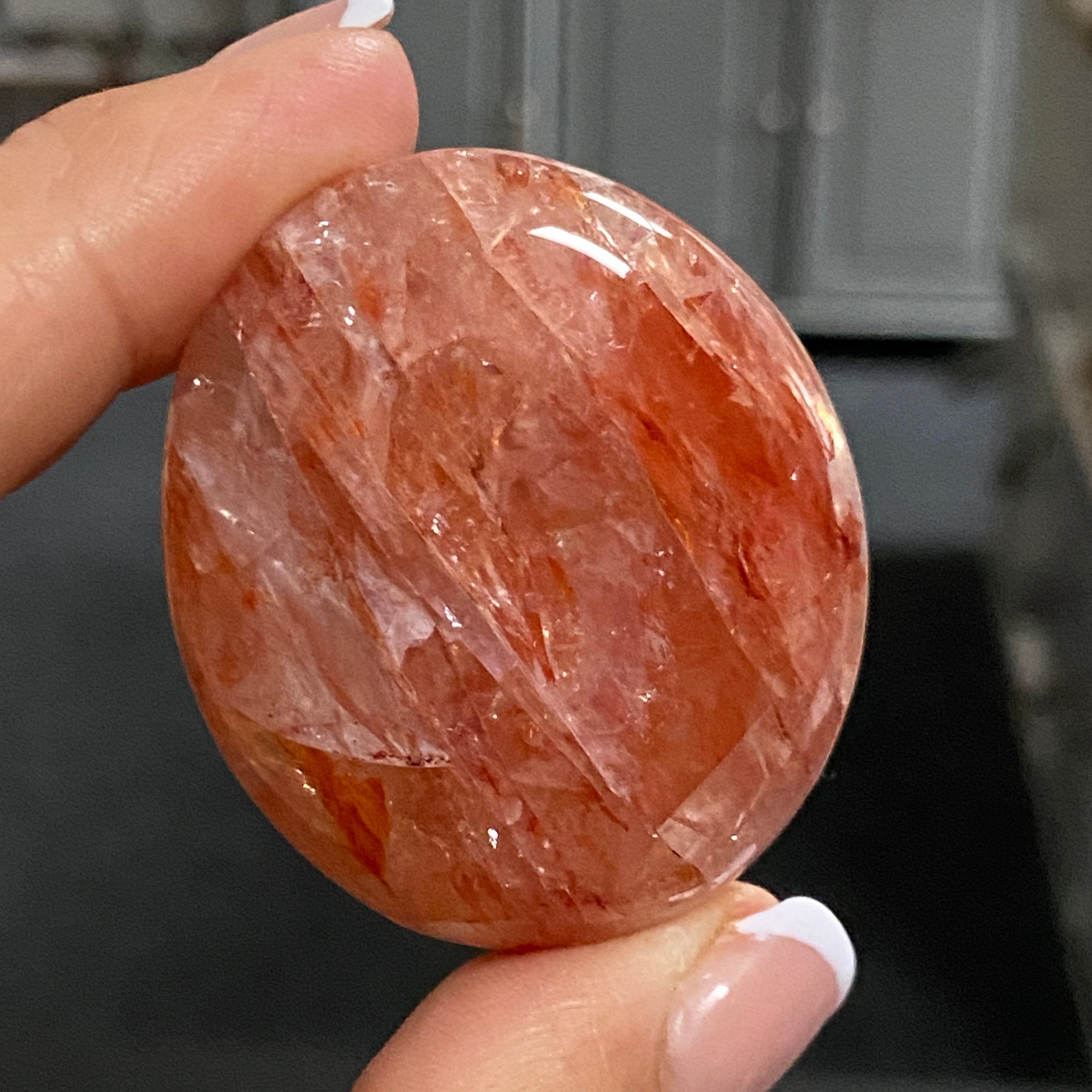 Golden & Crimson Healer Quartz Palmstone