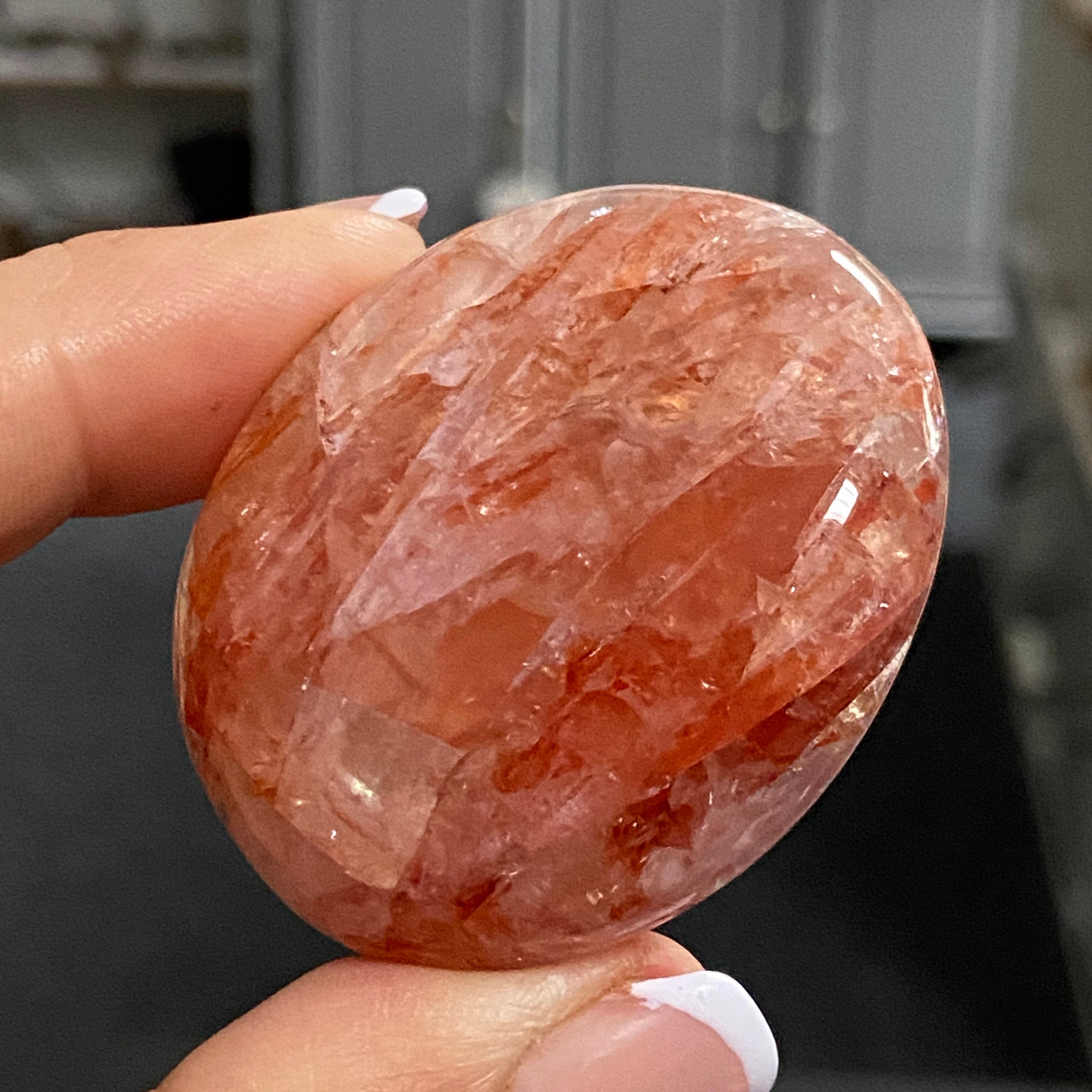 Golden & Crimson Healer Quartz Palmstone