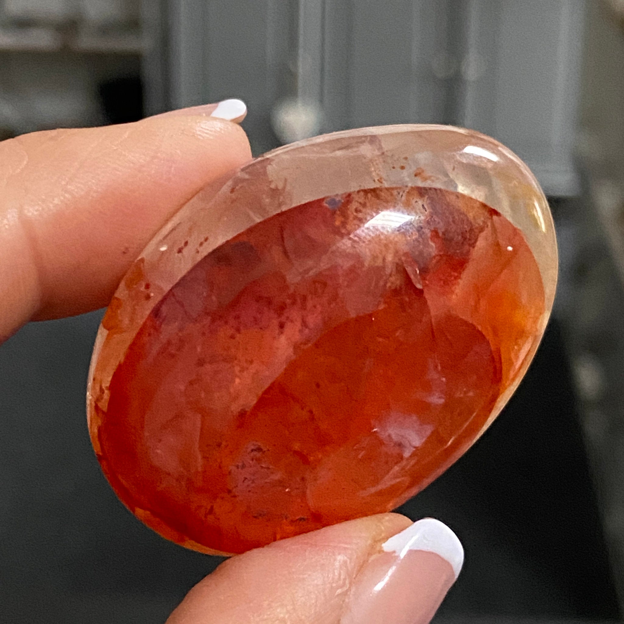 Golden & Crimson Healer Quartz Palmstone
