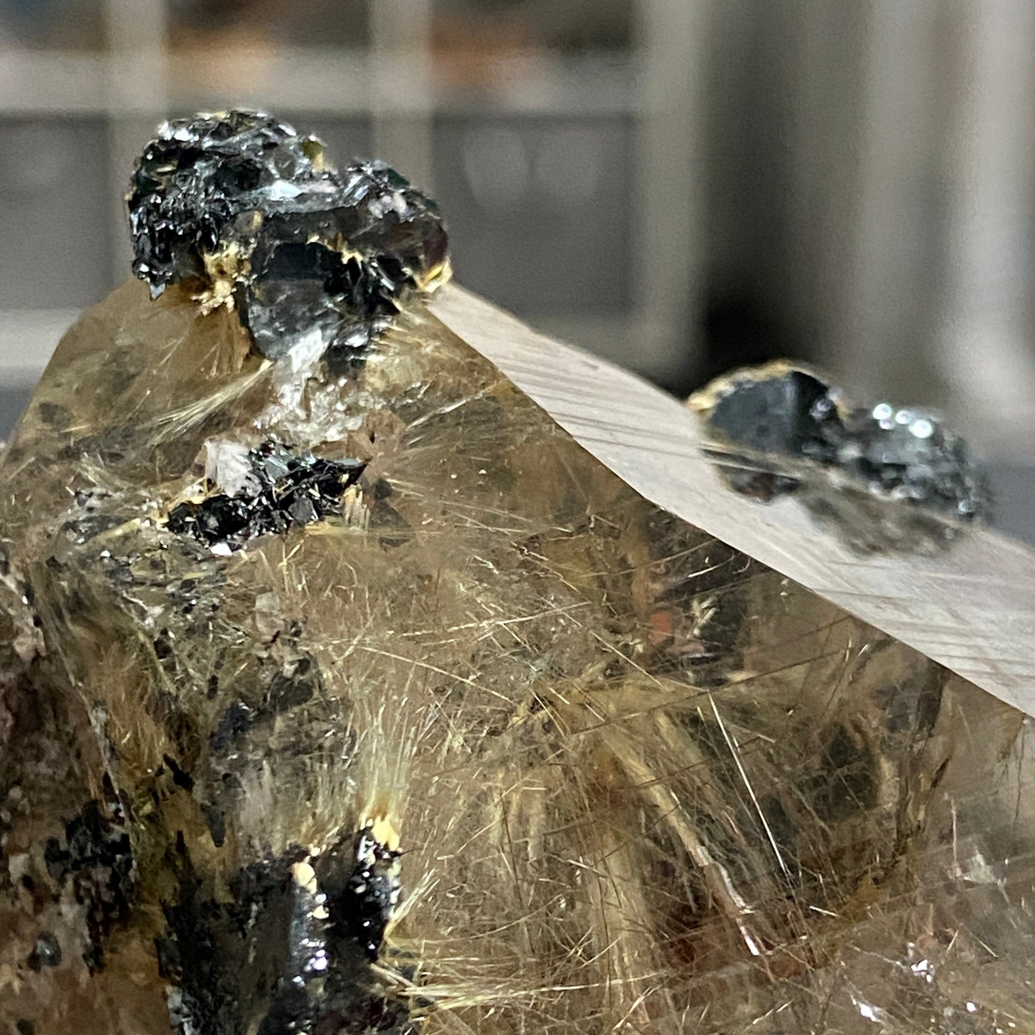 Smoky Quartz with Golden Rutile & Metallic Hematite – Brazil
