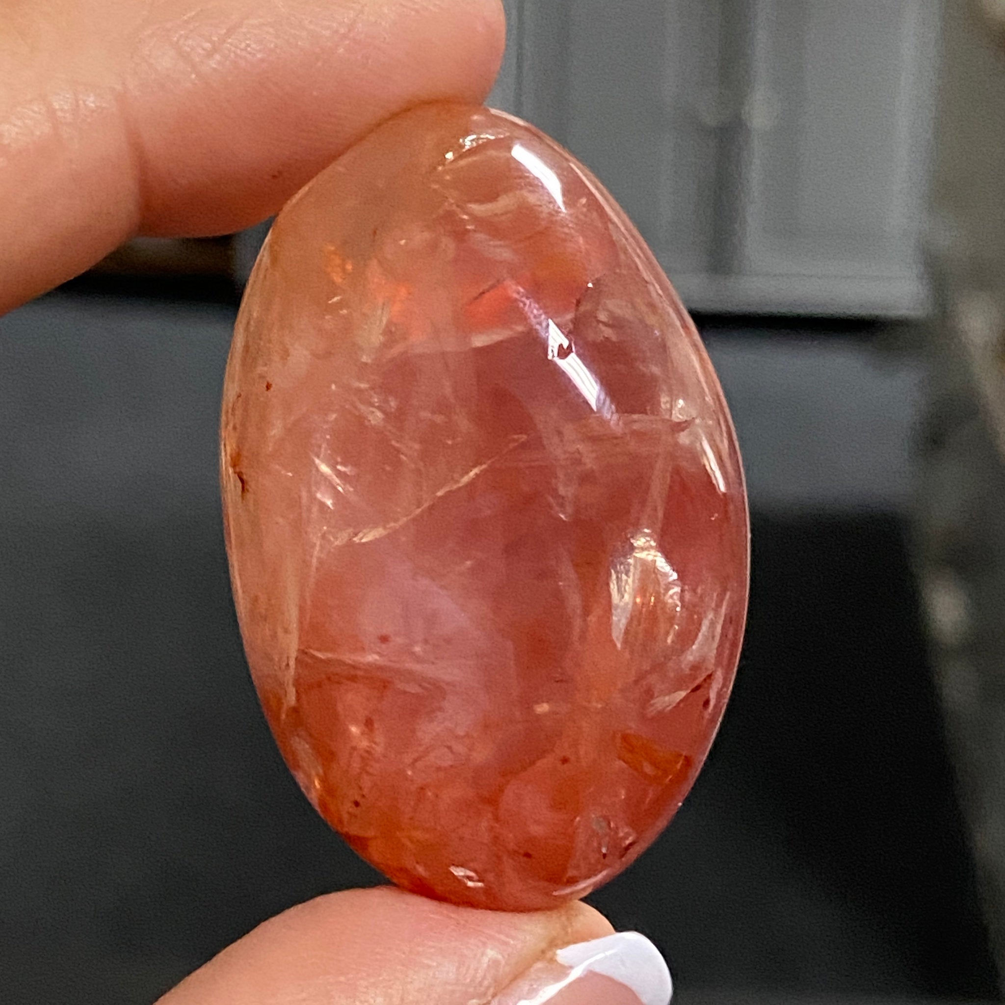 Golden & Crimson Healer Quartz Palmstone