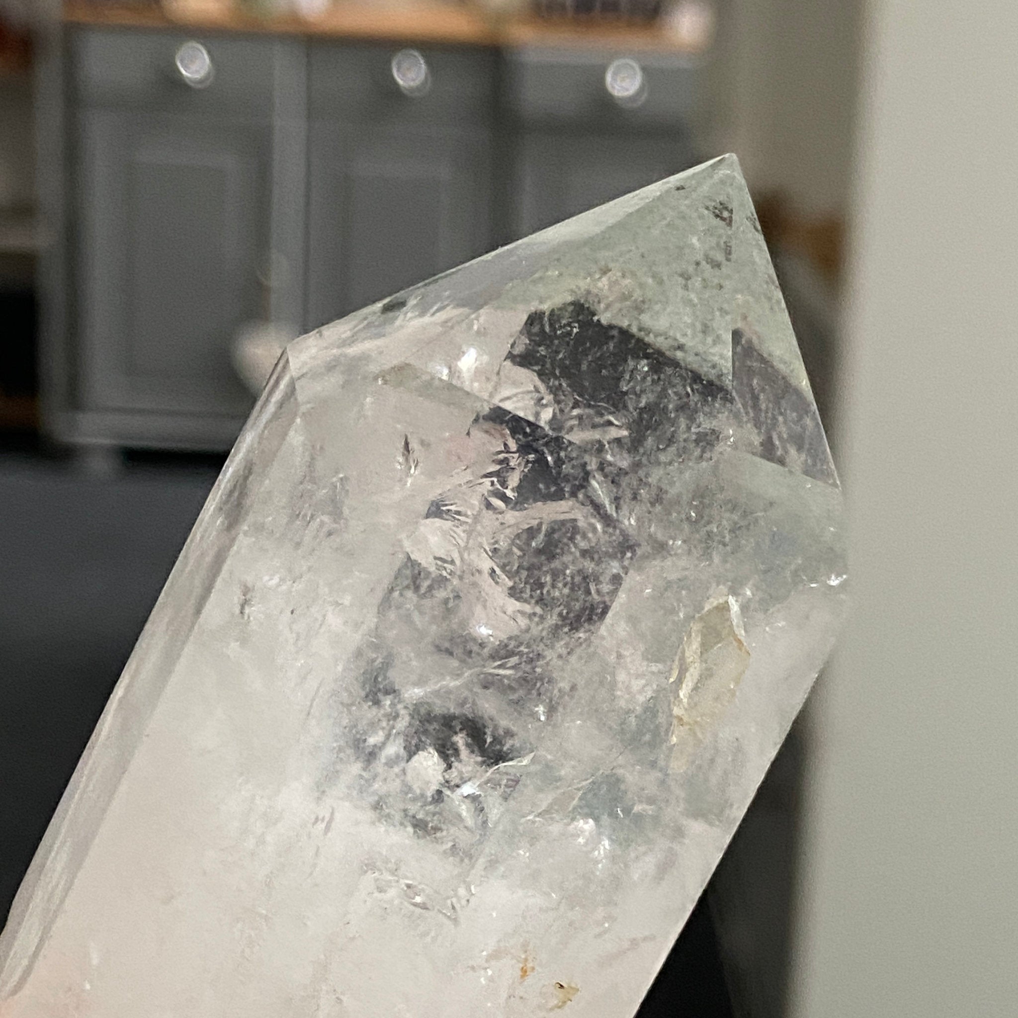 Double Terminated Quartz with Hematite, Chlorite & Elestial Cavities