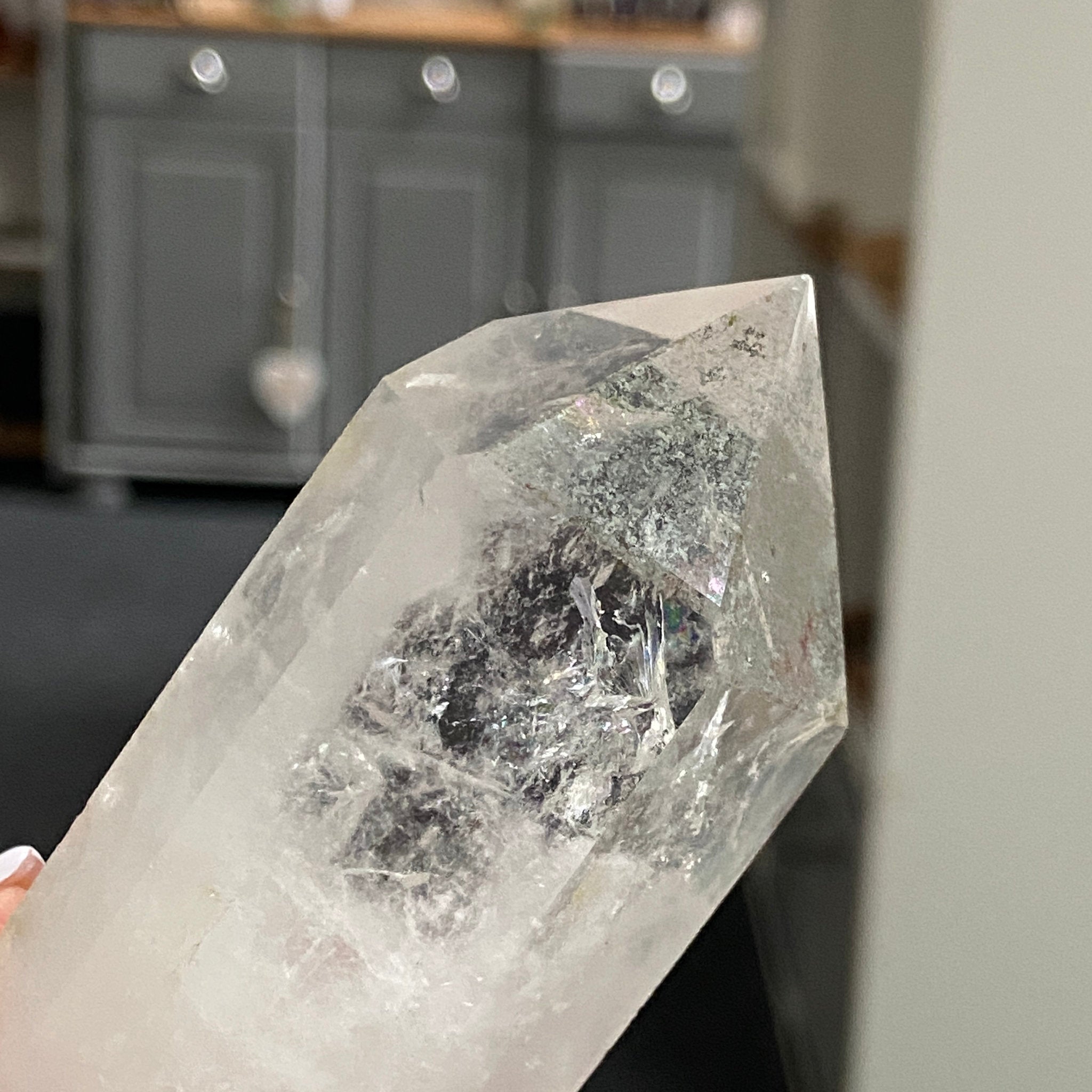 Double Terminated Quartz with Hematite, Chlorite & Elestial Cavities