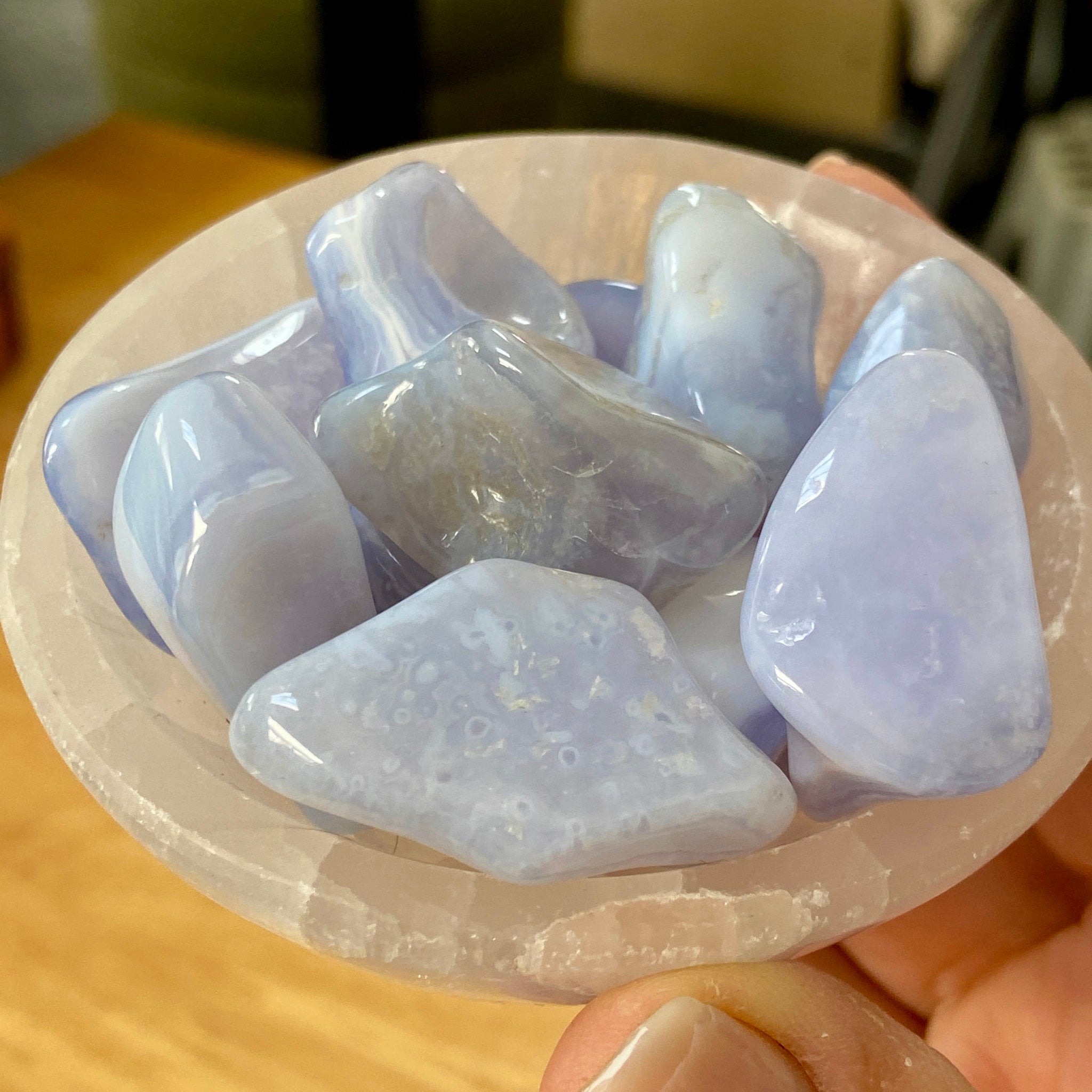 Blue Lace Agate Tumbled Stones