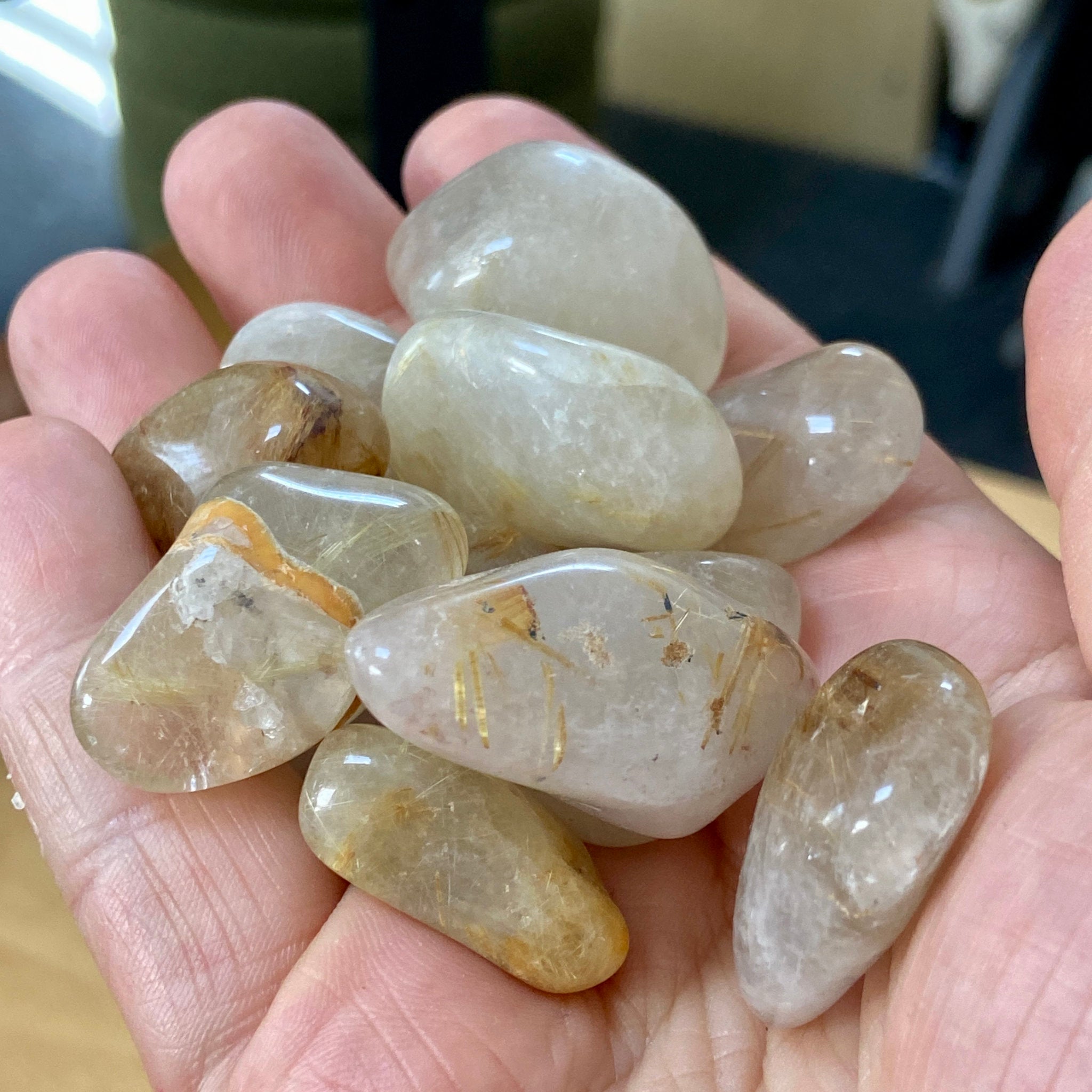 Golden Rutile Quartz Tumbled Stone – Brazil