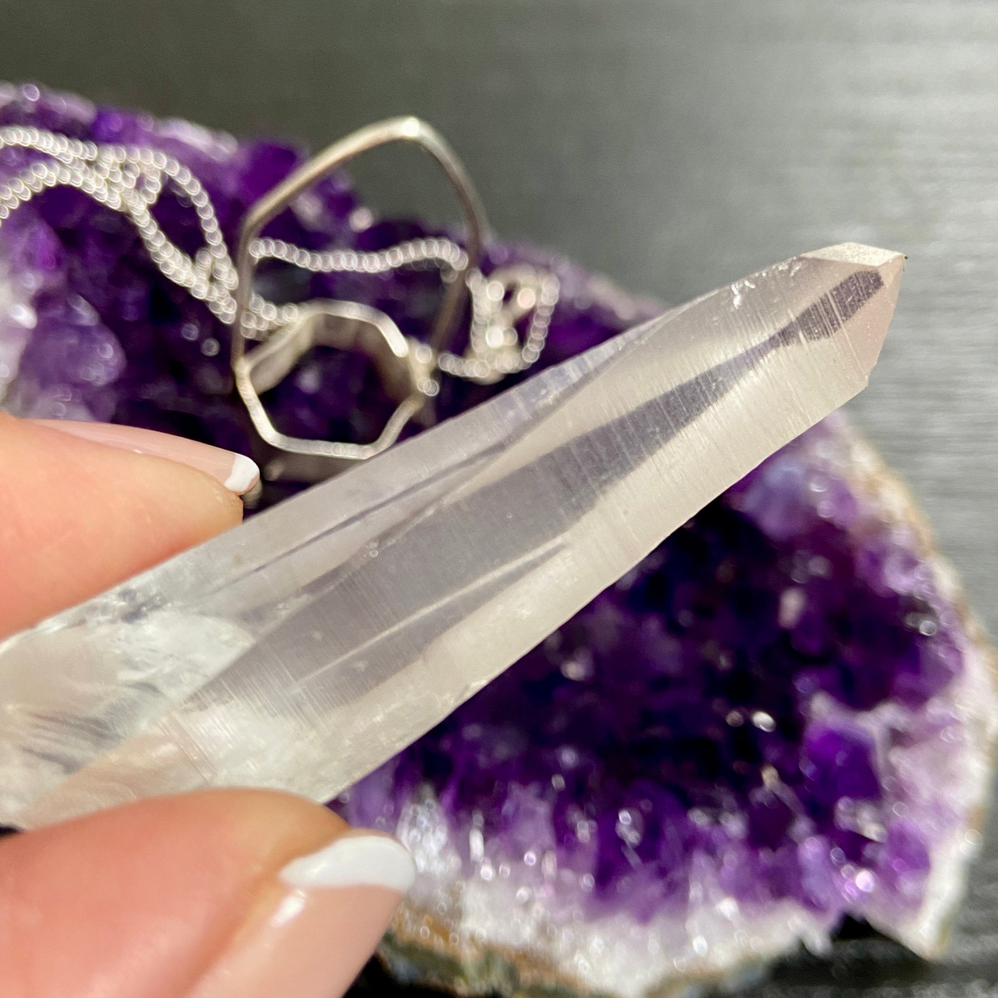 Clear Lemurian Seed Pendant — Song of the Sea Collection