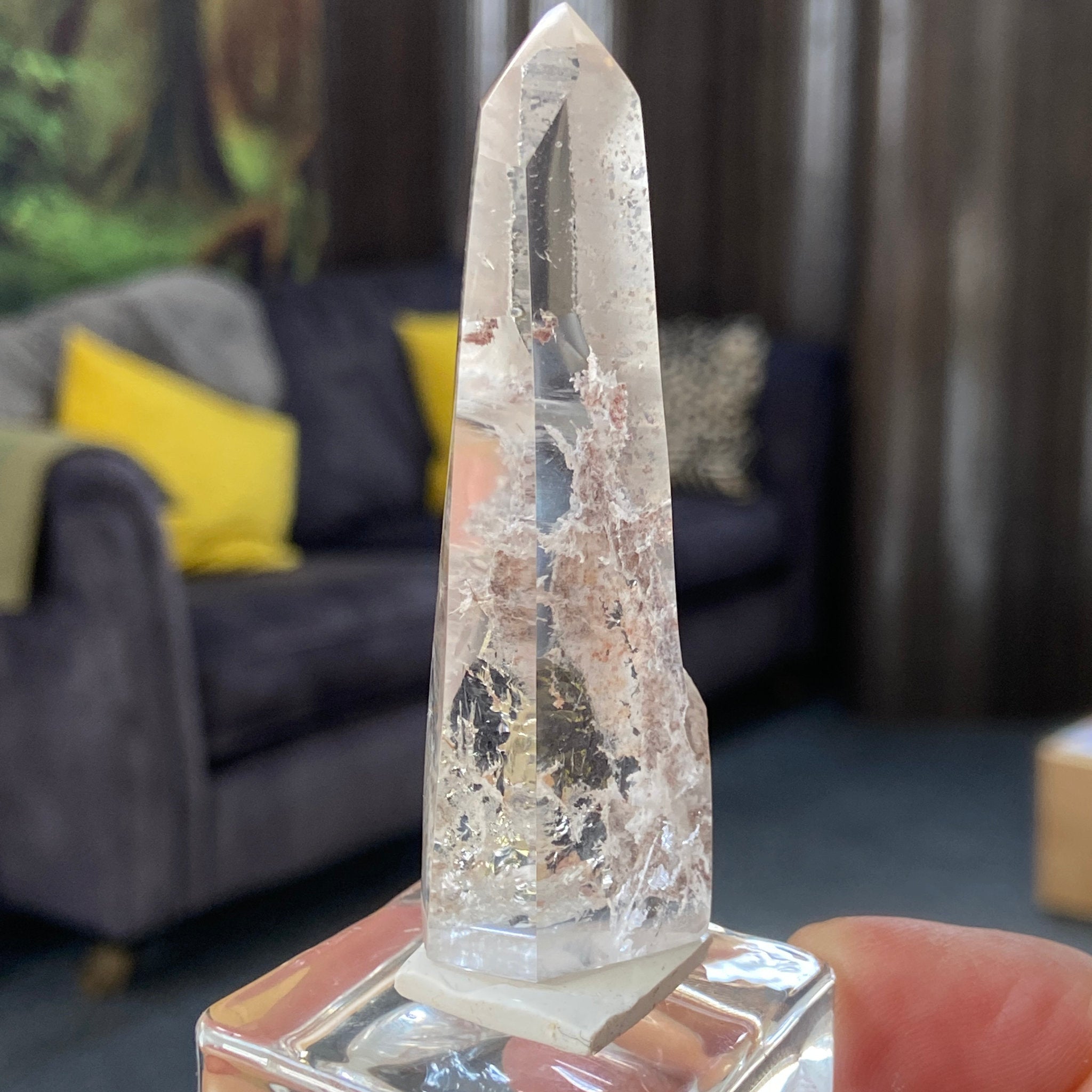 Polished Hematite Quartz Tower – Madagascar