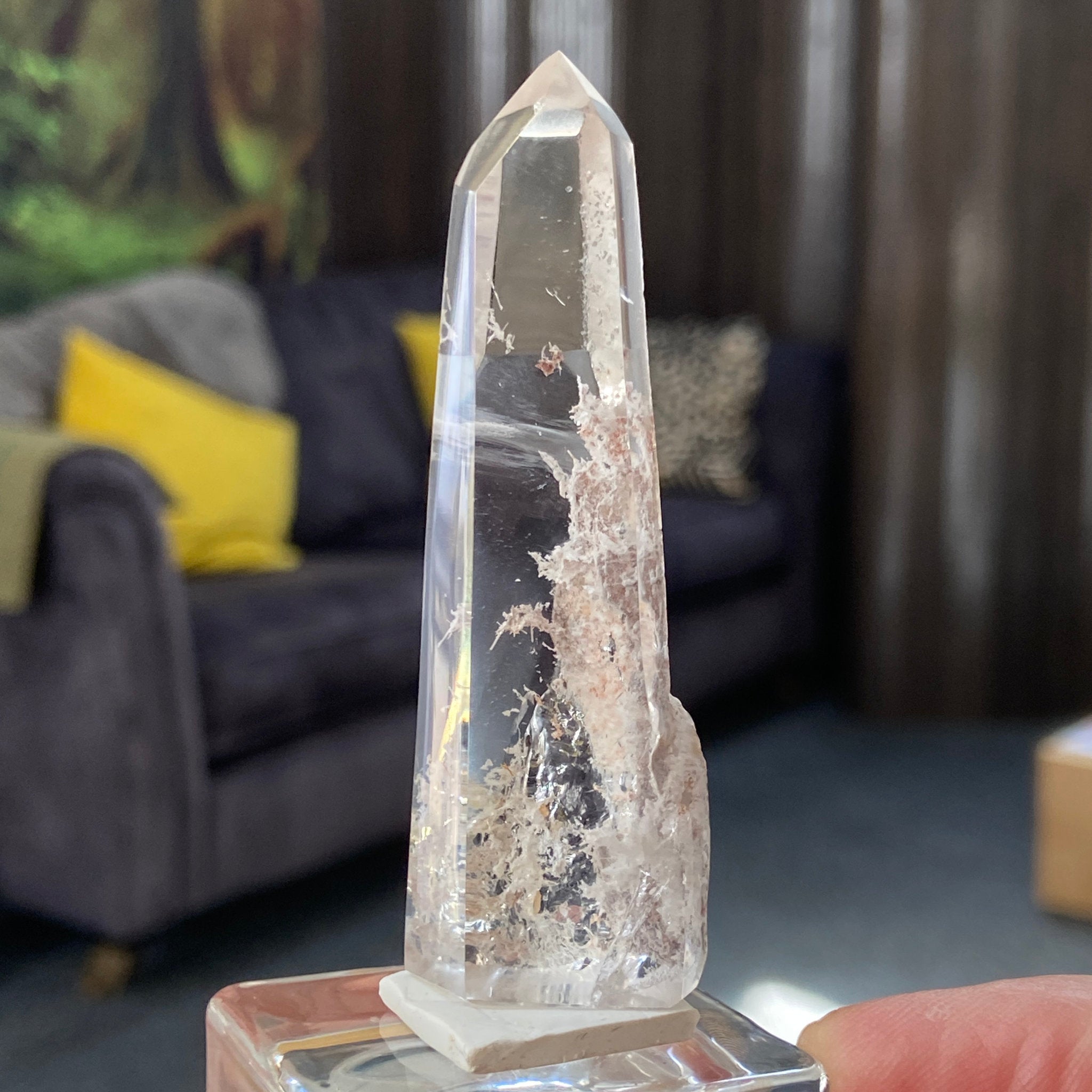 Polished Hematite Quartz Tower – Madagascar