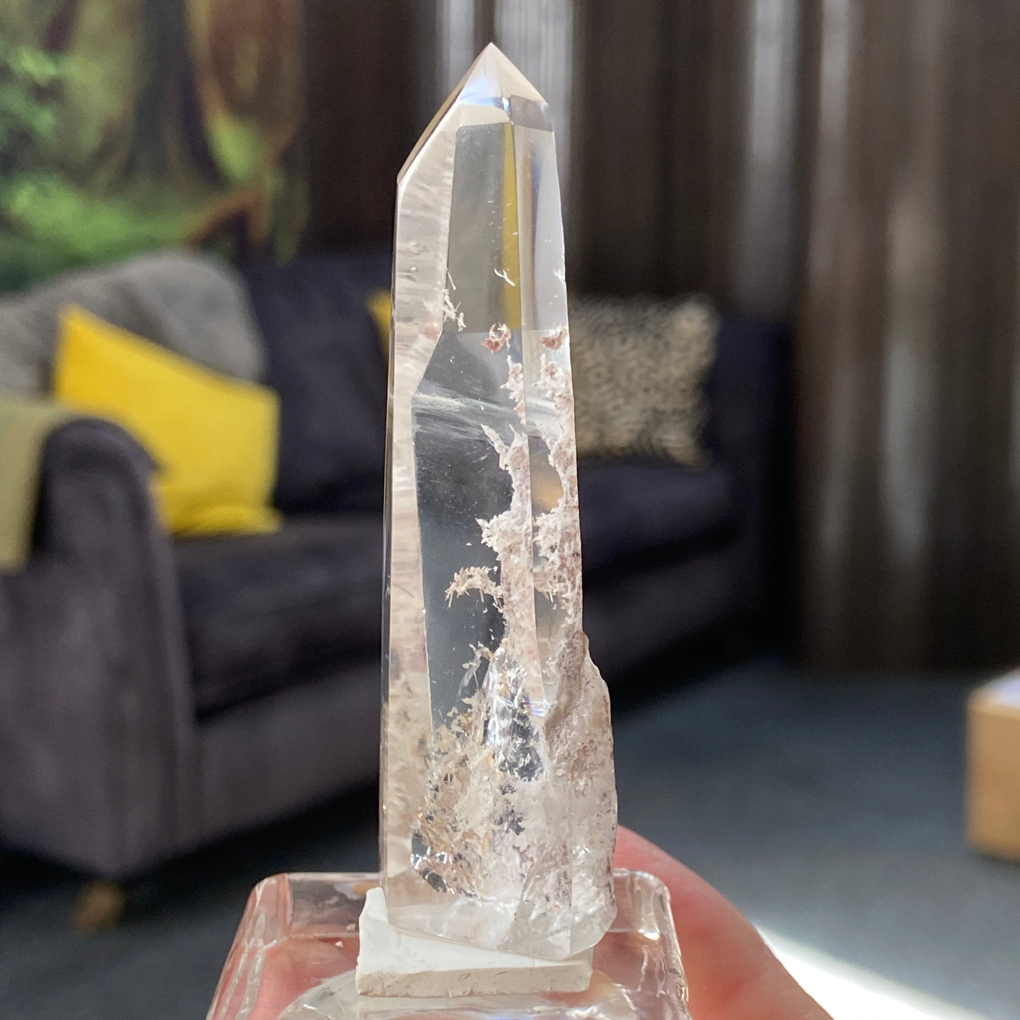 Polished Hematite Quartz Tower – Madagascar