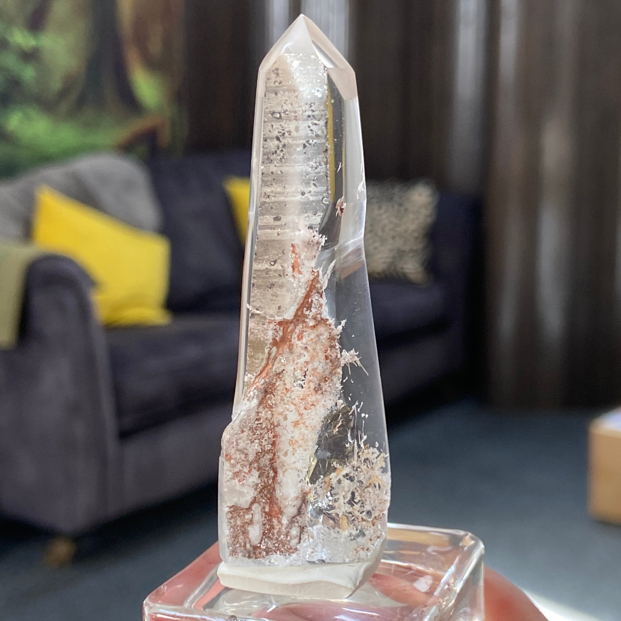 Polished Hematite Quartz Tower – Madagascar