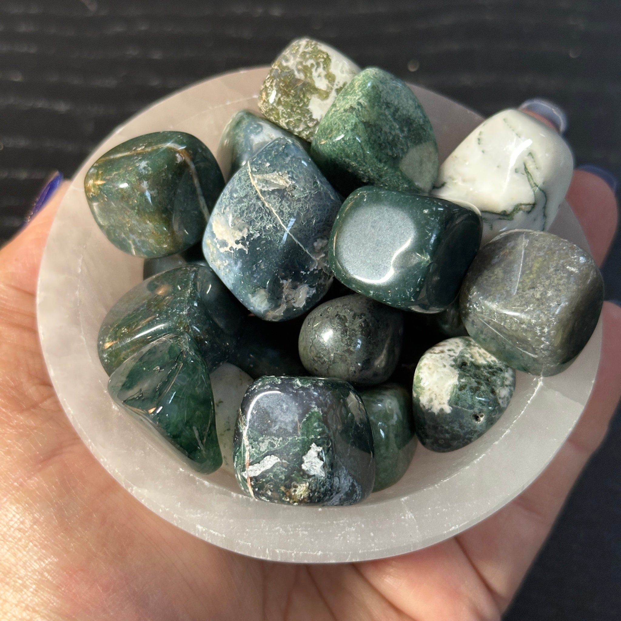 Moss Agate tumble stones