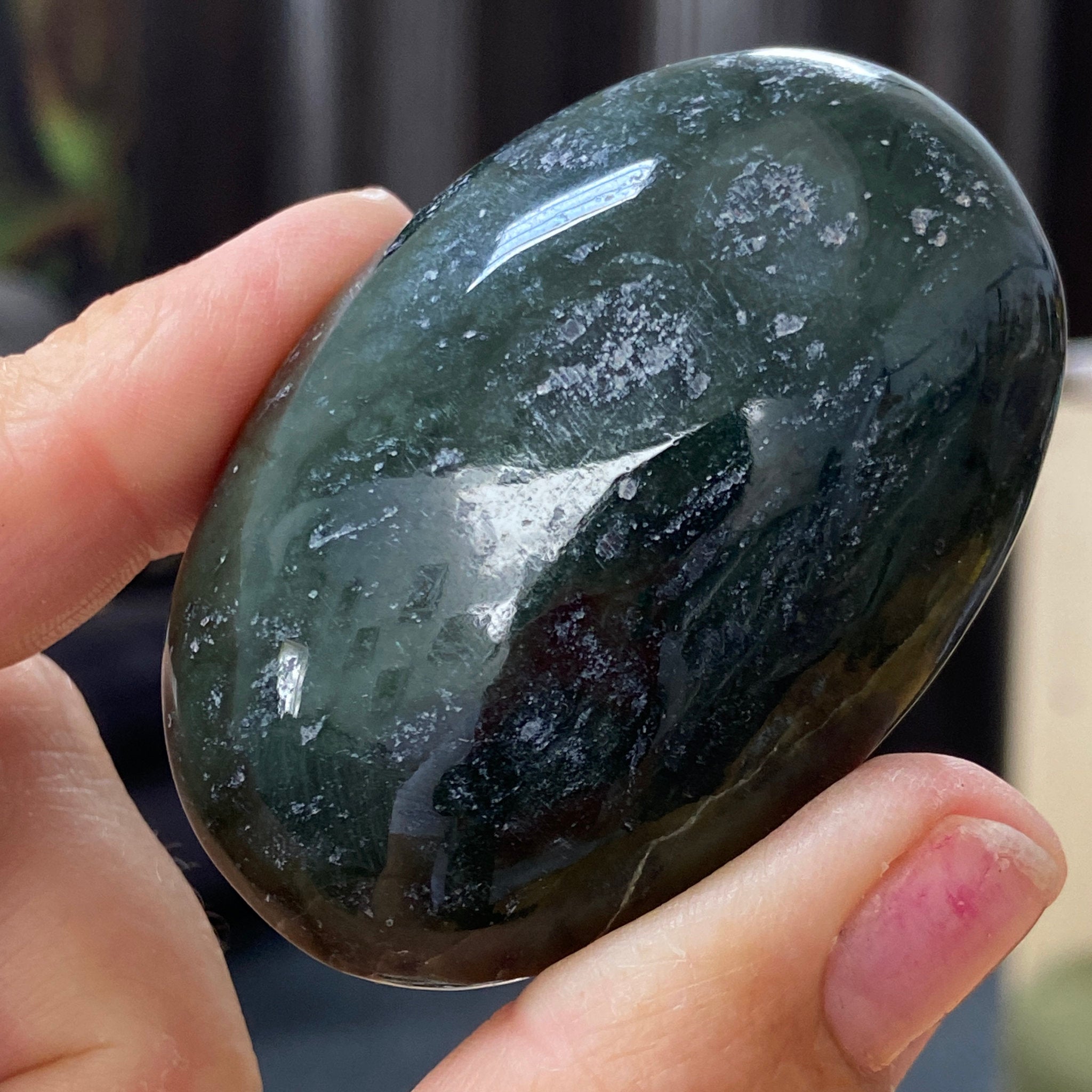 NEW FIND - Deep Green Jade Palmstone – Afghanistan