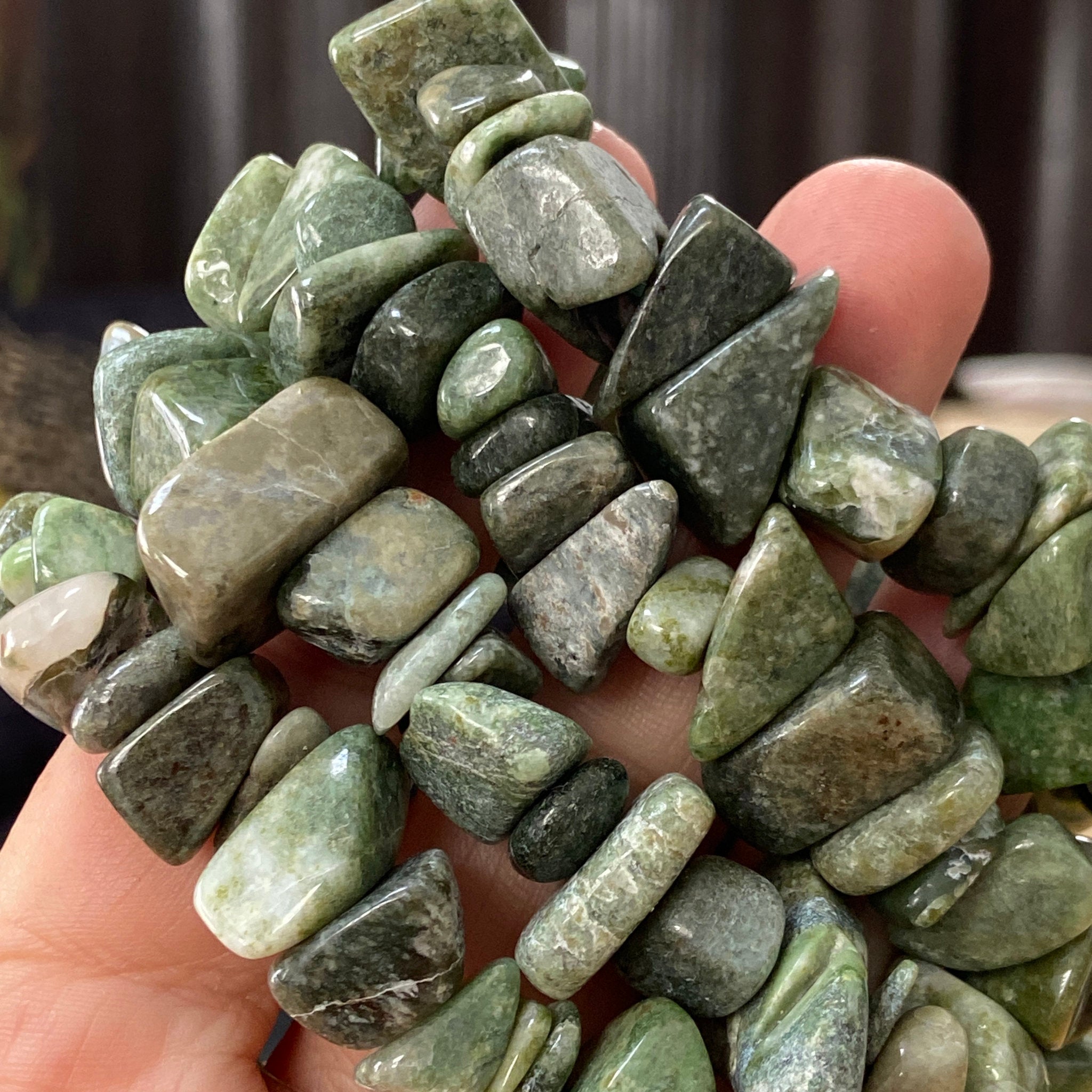 Greenland Green Jade Chunky Stretch Bracelet