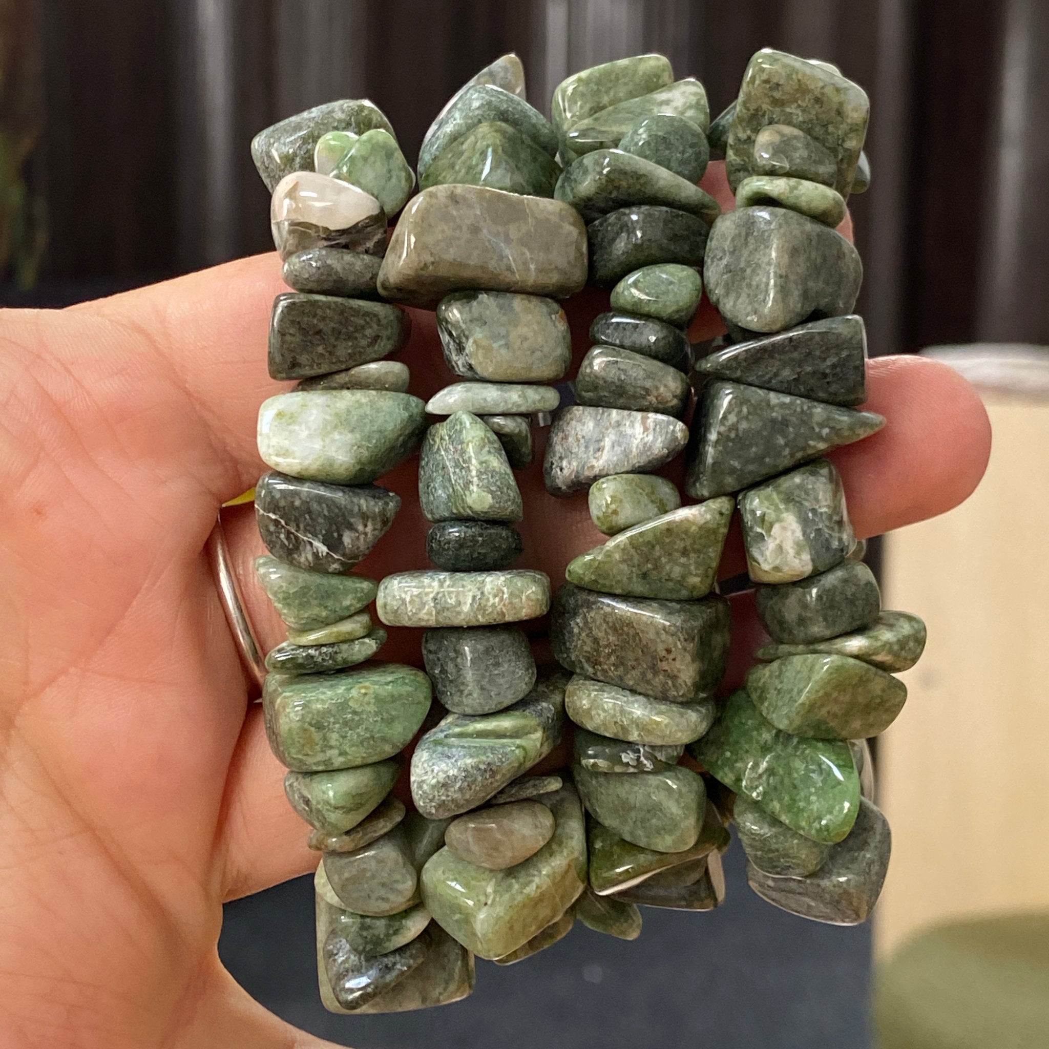 Greenland Green Jade Chunky Stretch Bracelet